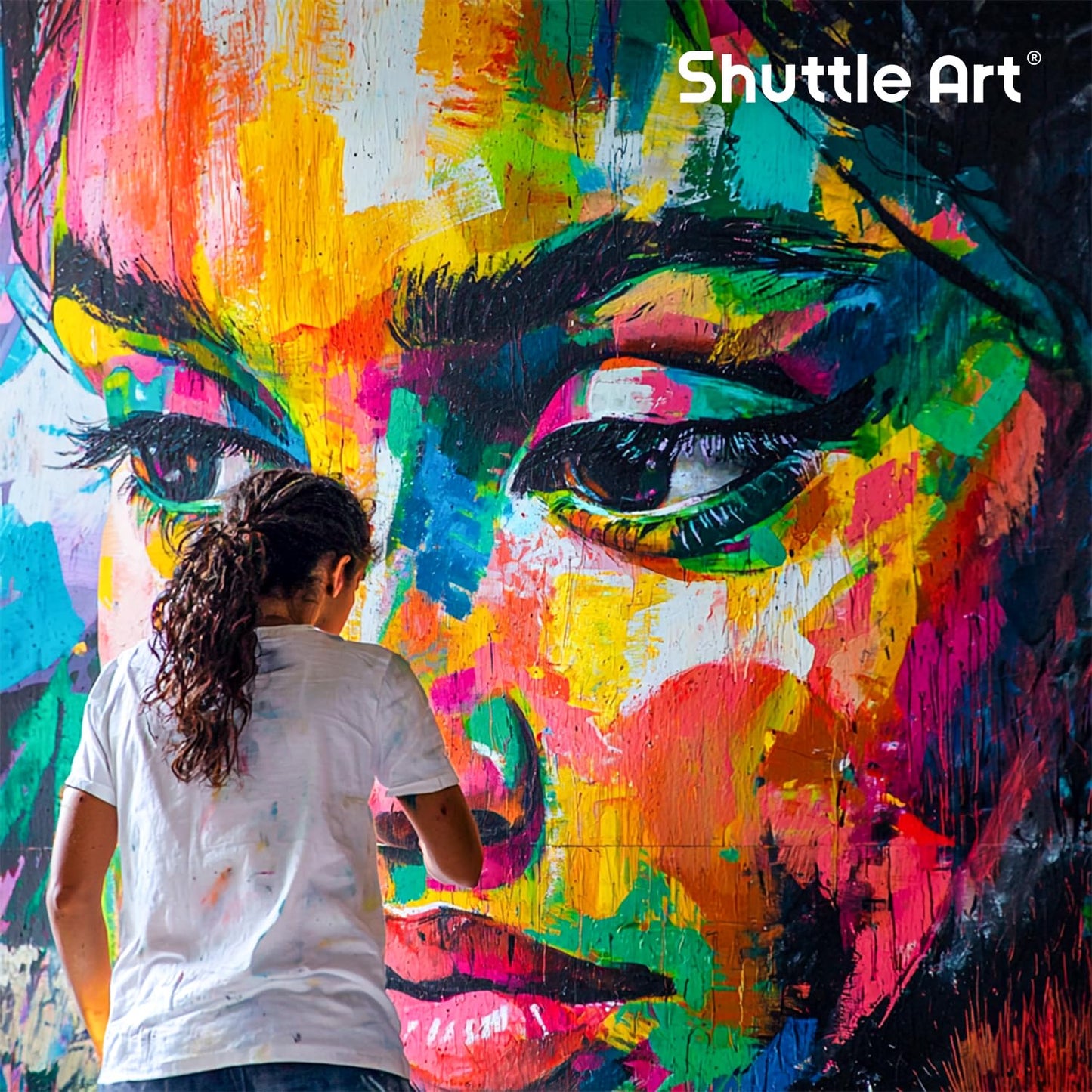Shuttle Art Outdoor Acrylic Paint Set, 12 Colors Waterproof Paint, 8.45oz/250ml Large Bottles, Rich Pigmented Bulk Painting Supplies for Artists, Beginners on Rocks, Wood, Wall and Garden Statues