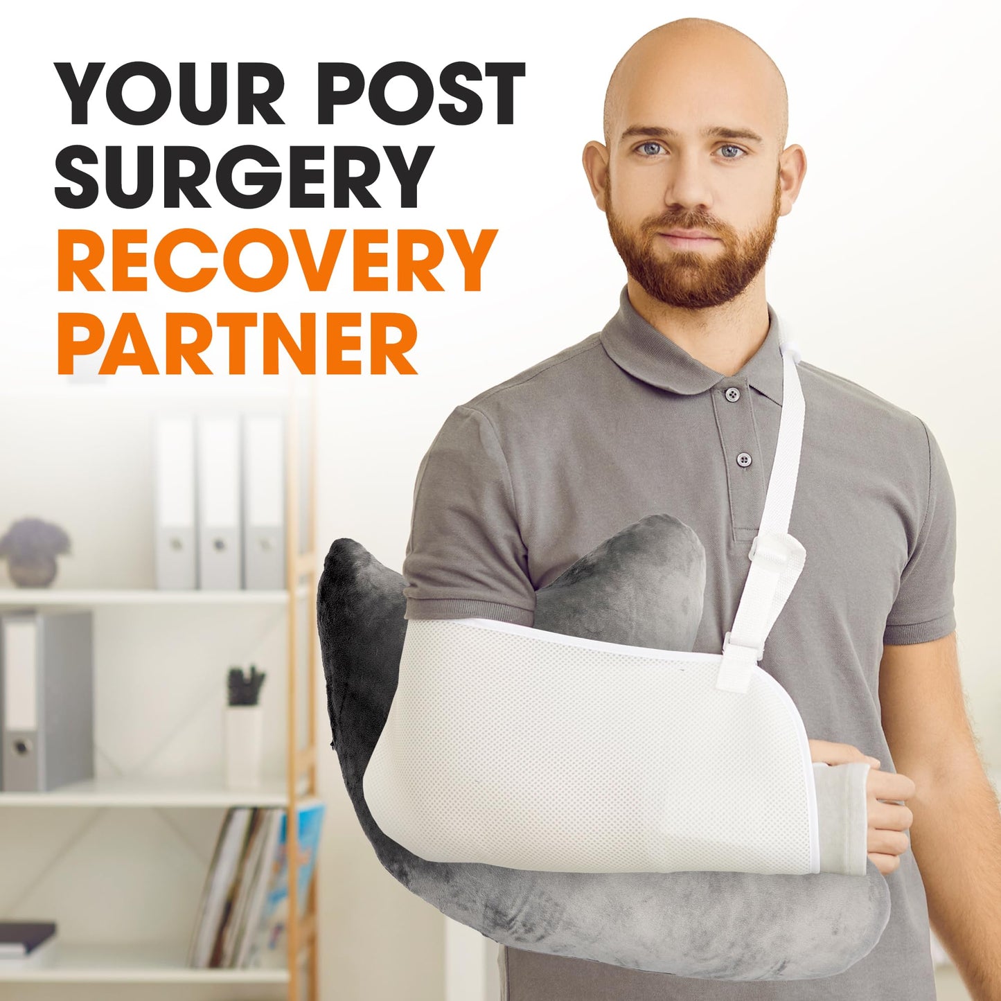 Cheer Collection Rotator Cuff Pillow – Shoulder Surgery Recovery Pillow for Side Sleepers, Arm Support Cushion for Rotator Cuff Injury & Post Surgery Comfort, Gray