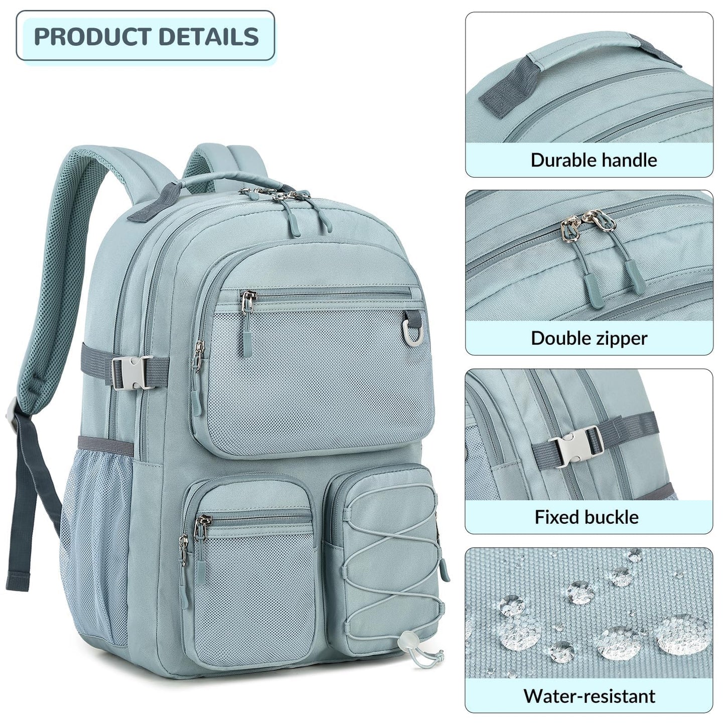 Lohol Multi-Pocket Backpack for Travel College, Heavy Duty Big Bookbag with 15.6 inch Laptop Compartment (Purple Galaxy