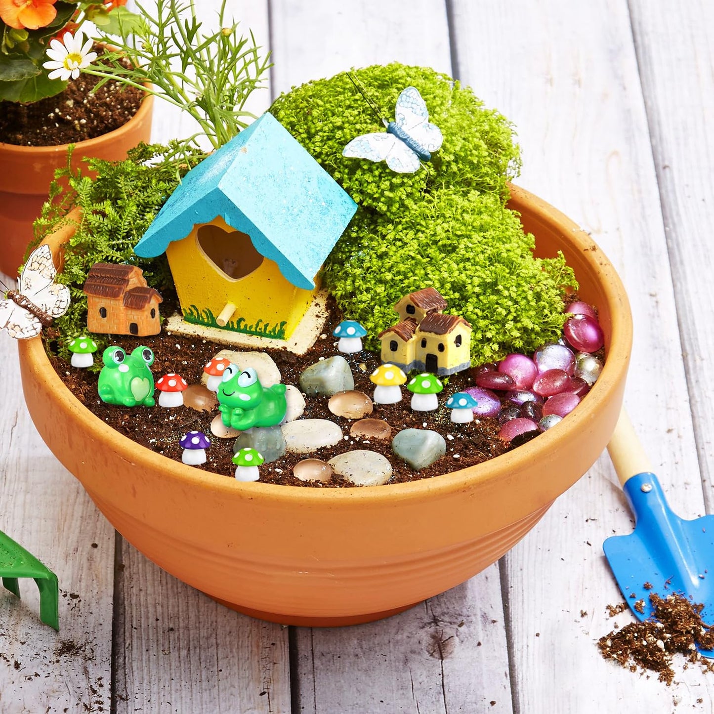 113 PCS Fairy Garden Accessories,Miniature Fairy Garden Accessories Outdoor,Fairy Garden Kit,Fairy Garden Animals, Miniature Figurines,Micro Landscape Ornaments Kit,Garden DIY Kit