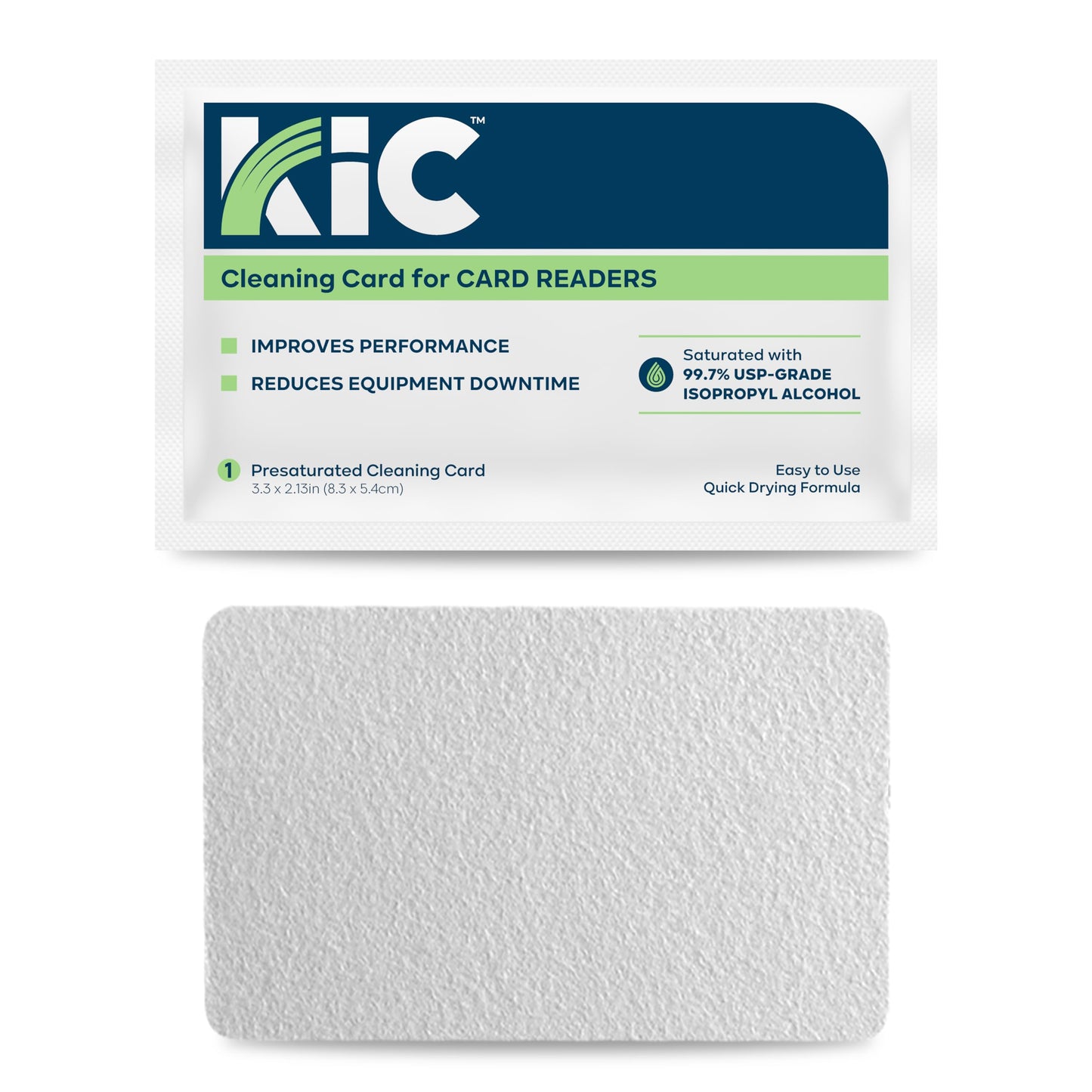 KICTeam - Cleaning Cards for Swipe Card Readers, Time/Badge Readers, Hotel Door Readers & More (50 Cards) - Presaturated with Quick Drying Solution - Made in USA