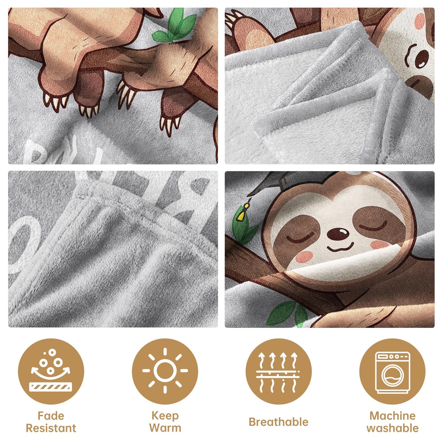 Encoink Funny Graduation Gifts for Her & Him, Practical Throw, College Graduation Gifts for Women & Men, Nurse, Congrat Grad Gifts for Master Degree, High School, PHD, Sloth Blanket, Gray(50 * 60)