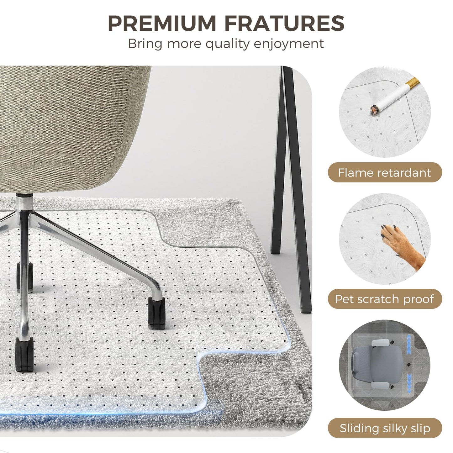 Office-Chair-Mat, Carpet-Floors，YOUKADA Desk Chair Mat, BPA and Phthalate Free, 75 x 120 cm/30 x 48 inches