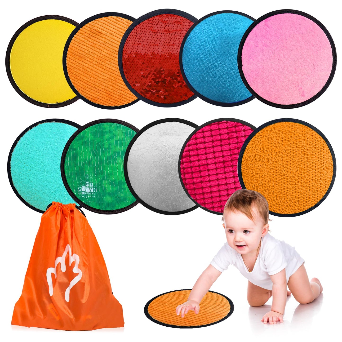 Sensory Mats for Autistic Children, 10 PCS Sensory Tiles for Kids, Sensory Wall for Toddlers, Sensory Toys for Autism Classroom, Special Education Sped Classroom Must Haves(Round)