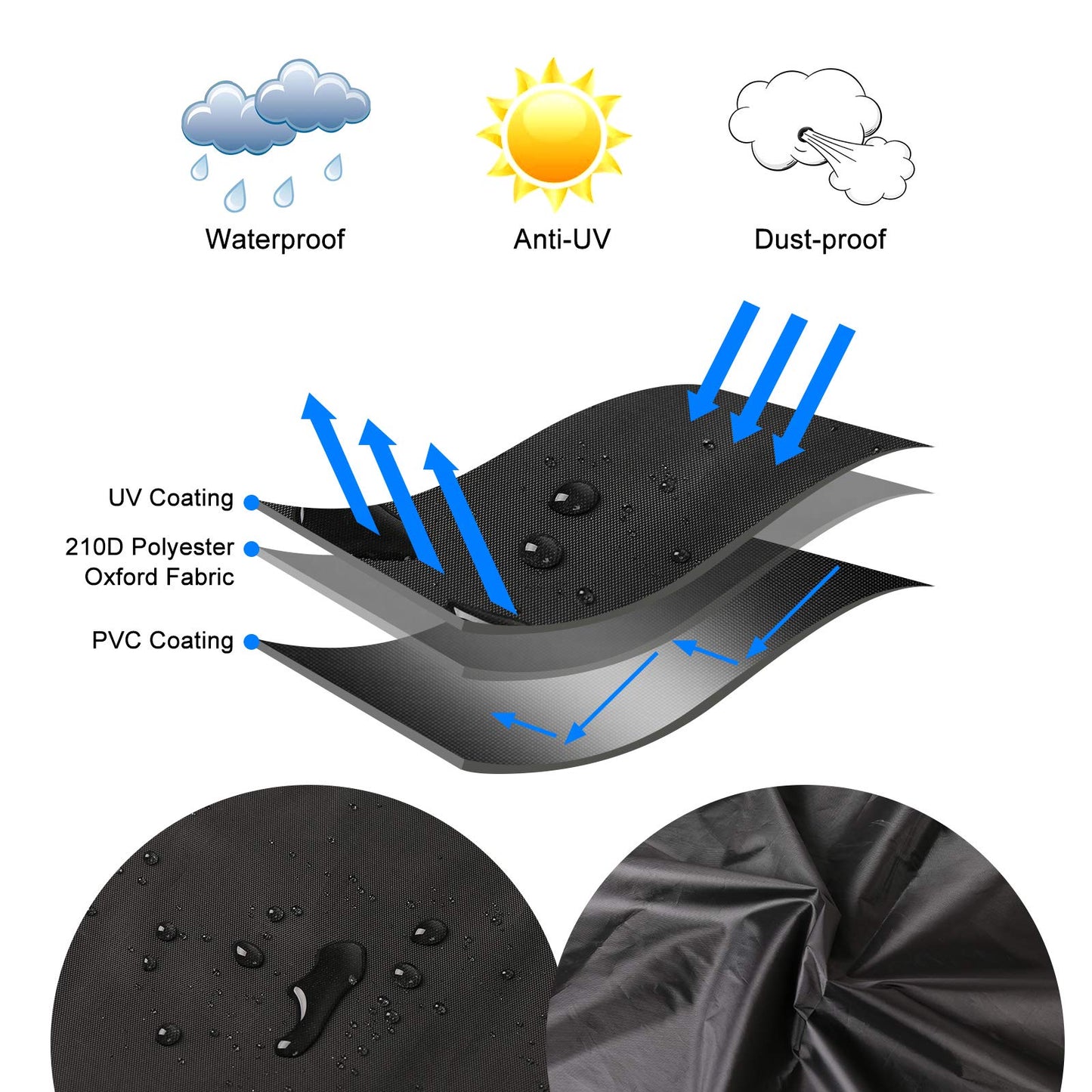 Patio Furniture Cover, Waterproof Outdoor Garden Table Cover Heavy Duty 210D Anti-UV Furniture Set Protective Cover Patio Table and Chair Cover (95" L x 63" W x 39" H)