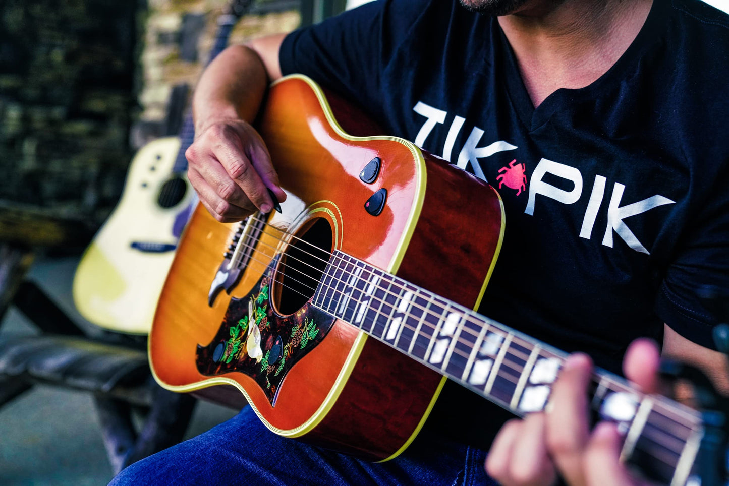 TIK PIK 6-Pack Guitar Picks for Acoustic & Bass Guitars | As Seen On Shark Tank | Black Thin Gauge