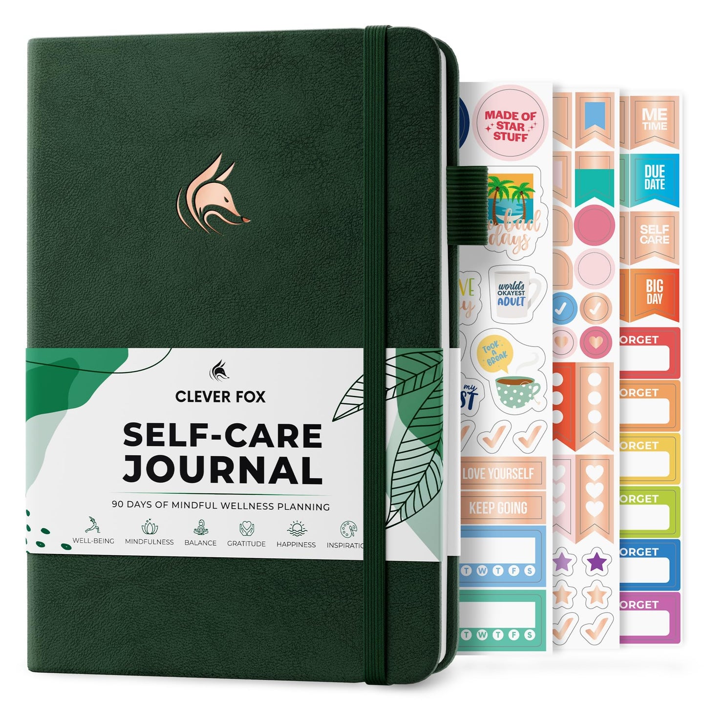 Clever Fox Self-Care Journal – Daily Reflection Notebook – Mental Health & Personal Development Planner, Meditation & Mood Log, A5 (Forest Green)
