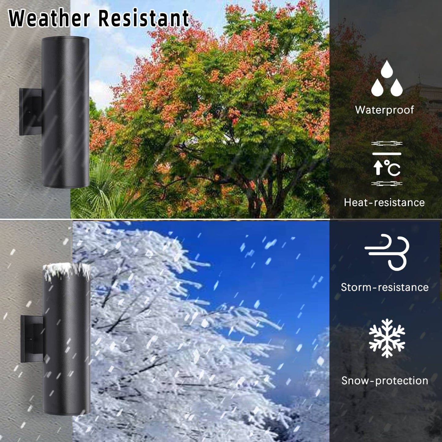 RETRELMP Outdoor Lights Wall Mount, Waterproof Exterior Light Fixtures, Black Modern Cylinder Aluminum Outside Lights for House Porch Light for Garden Garage Entryway 2 Pack E26 Base