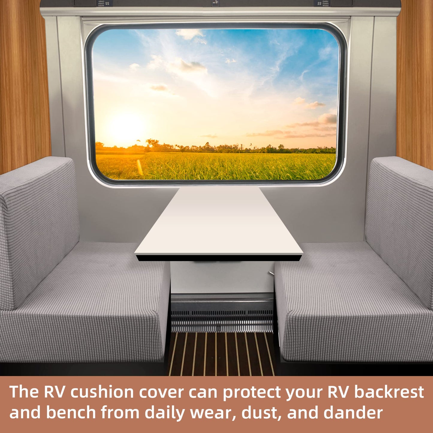 Tlswshsy 2Set RV Dinette Cushions Covers- RV Stretch Sofa Seat Slipcovers -Washable Loveseat Sofa Furniture Protector for RV Camper Car Bench (Grey 2 Backrest Covers & 2 Bench Covers)
