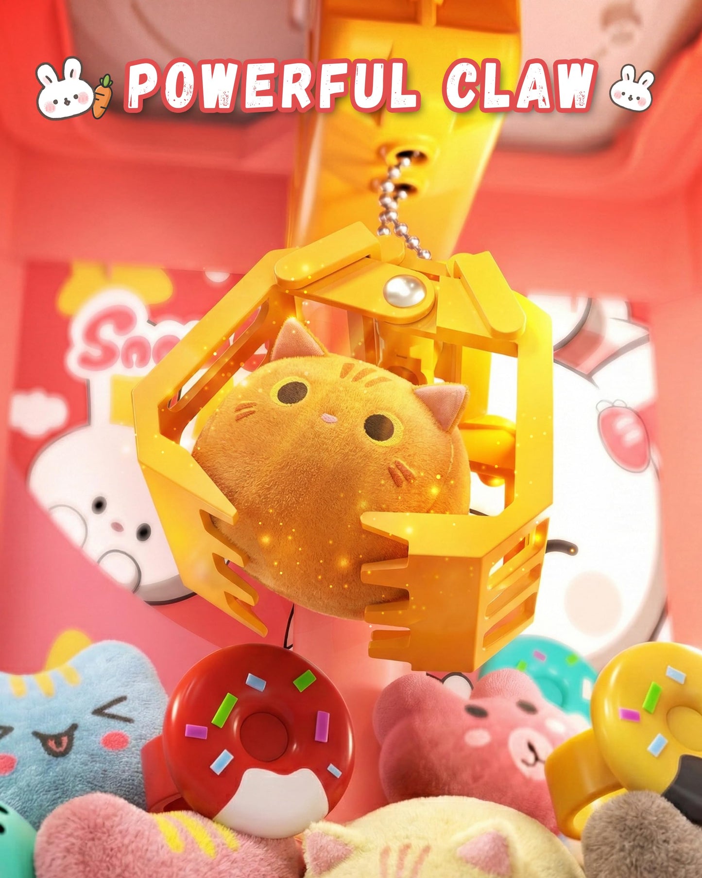 Rabbit Claw Machine for Kids, Mini Vending Machine with Game Coins & Music, Prize Dispenser Toys for Girls and Boys, Electronic Claw Game Machine for Party Birthdays, Includes 30 Mini Toys