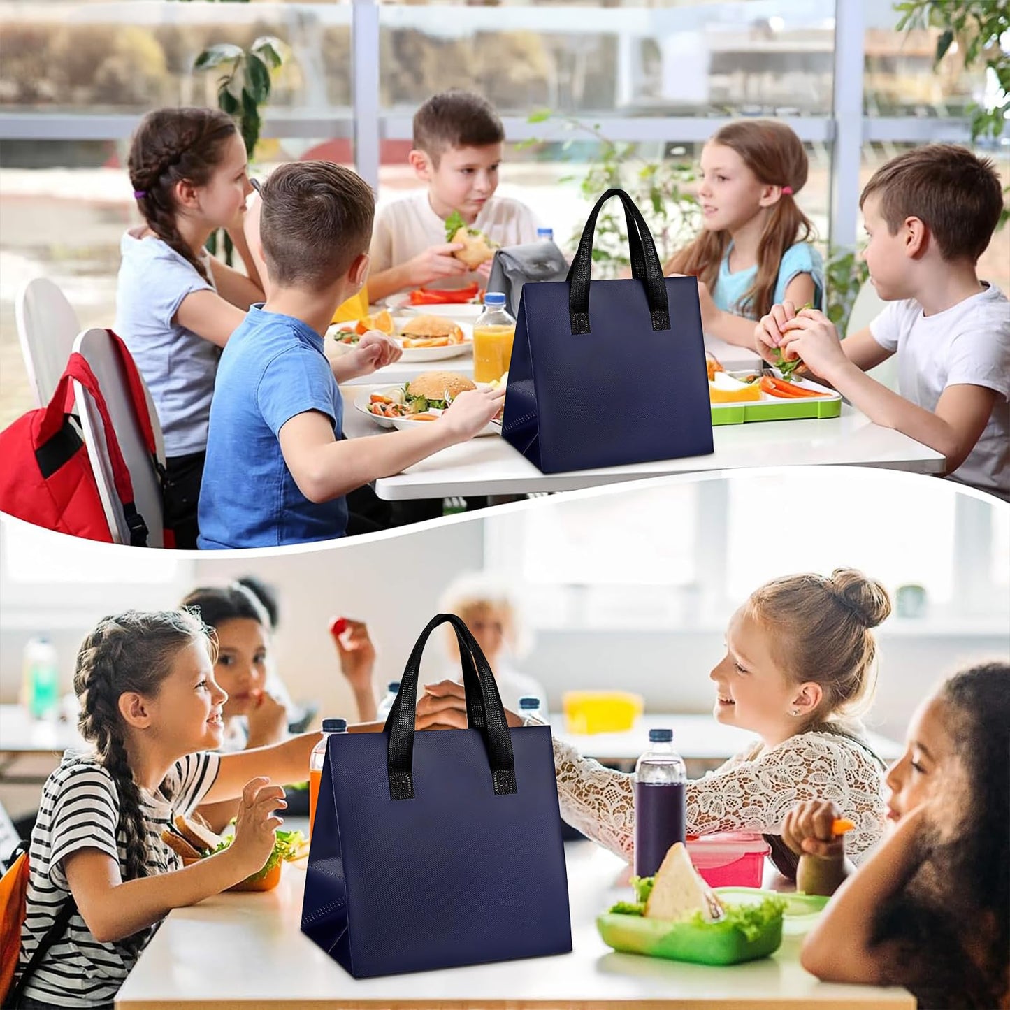 100 Pcs Take Away Bags Insulated Bags, Thermal Reusable Shopping Bags Bulk, Cooler Tote Bag for Food Delivery Cold and Hot Food Restaurant Grocery Picnic (9.5 x 6 x 9.5 in)