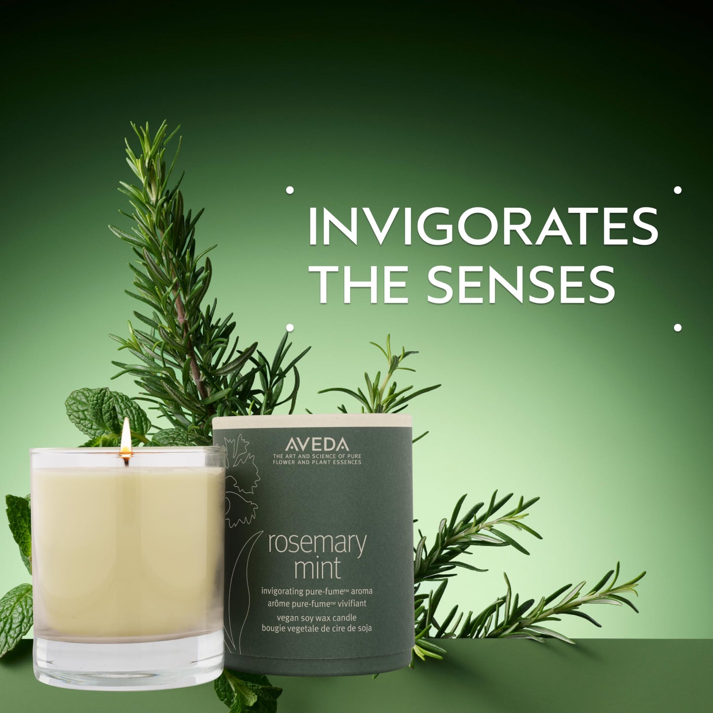 Aveda Rosemary Mint Vegan Soy Wax Candle | Invigorating Aroma of Certified Organic Peppermint, Spearmint, Rosemary | 100% Naturally Derived*
