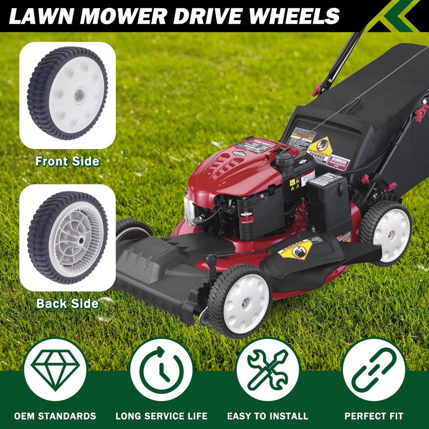 CheeMuii 734-04019 Lawn Mower Rear Wheels 2 Pcs 12" Push Mower Back Drive Wheels Replace for MTD 734-04127 734-04019 Compatible with Troy Bilt Most Walk-Behind Push Lawn Mower