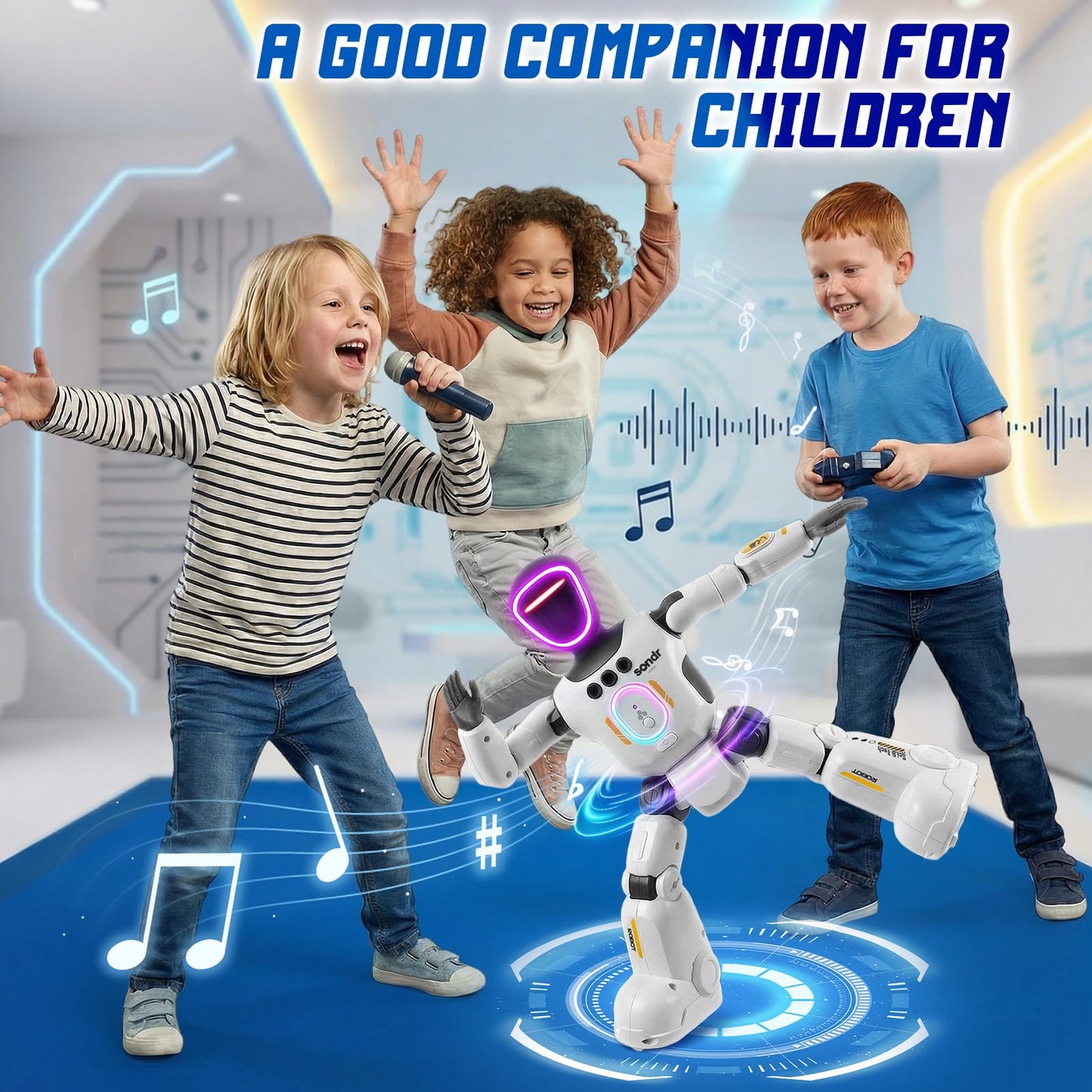 Robot Toy for Kids, Voice Recording&Playback Remote Control Robot, LED Faces Interactive Kids Toy with Gesture Sensing, Music Walking Dancing Birthday Gift for 4 5 6 7 8 9 10 11 12 Year Old Boys Girls