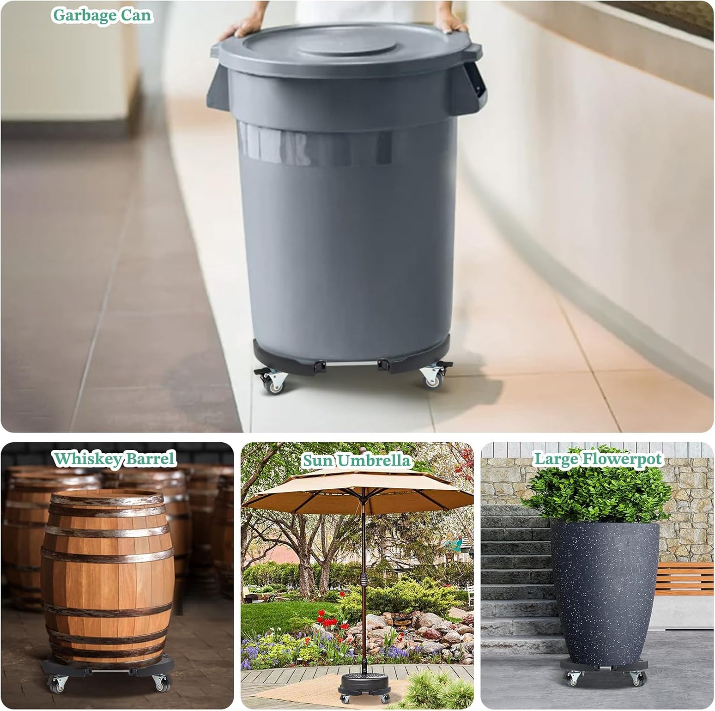 W B D WEIBIDA Plant Caddies with Wheels 2 Pack Heavy Duty Rolling Plant Stand Large Potted Plant Dolly Cart Garden Pot Mover