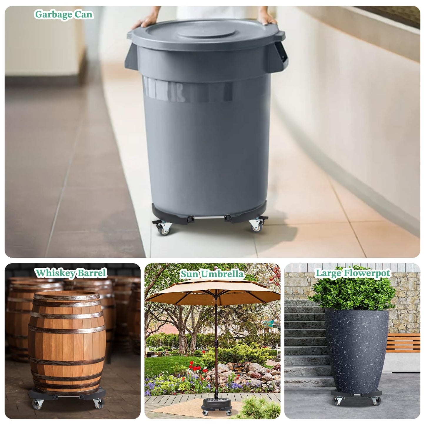 W B D WEIBIDA Plant Stand with Wheels, Heavy Duty Plant Caddy, Size-Adjustable Pot Holder with Casters Large Potted Planter Cart Dolly for Flower Pot Outdoor Indoor, Black