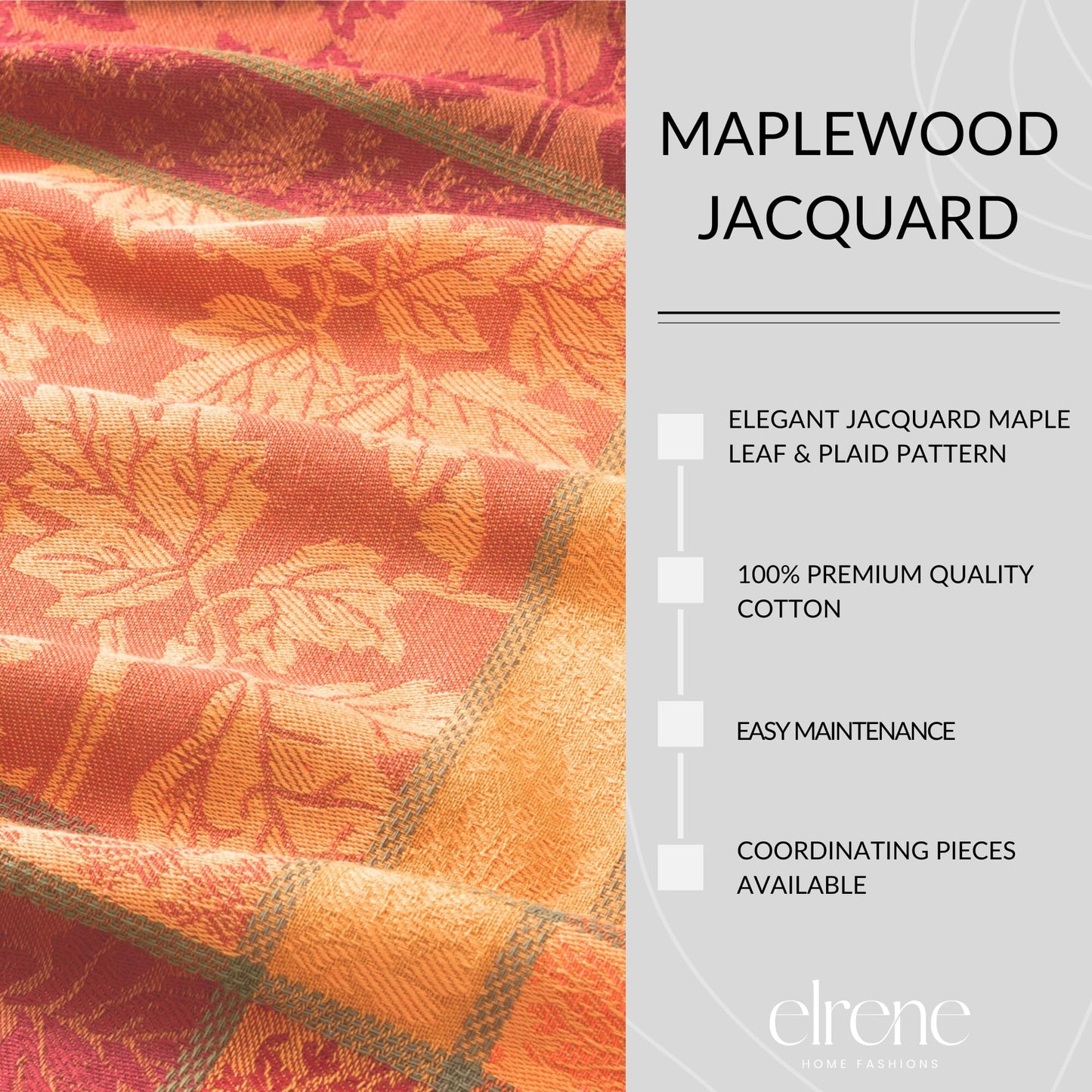 Elrene Home Fashions Maplewood Leaf Jacquard Fall/Harvest/Thanksgiving Woven Cotton Rectangle Tablecloth, 60"x120"
