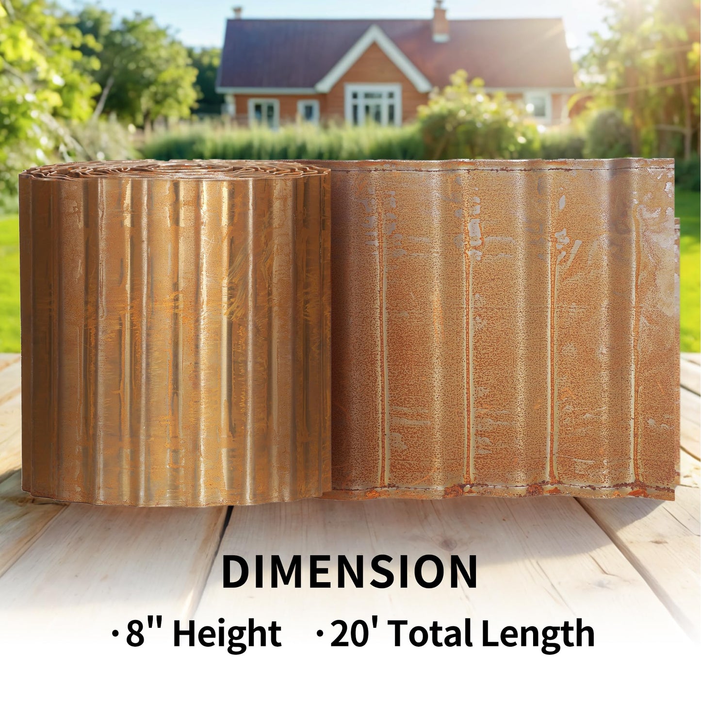 Worth 20 Feet Pre-Rusted Wavy Garden Edging - 8" Height - Heavy Duty Steel Lawn Edging - Long Metal Folding Garden Strips for Raised Flower Beds and