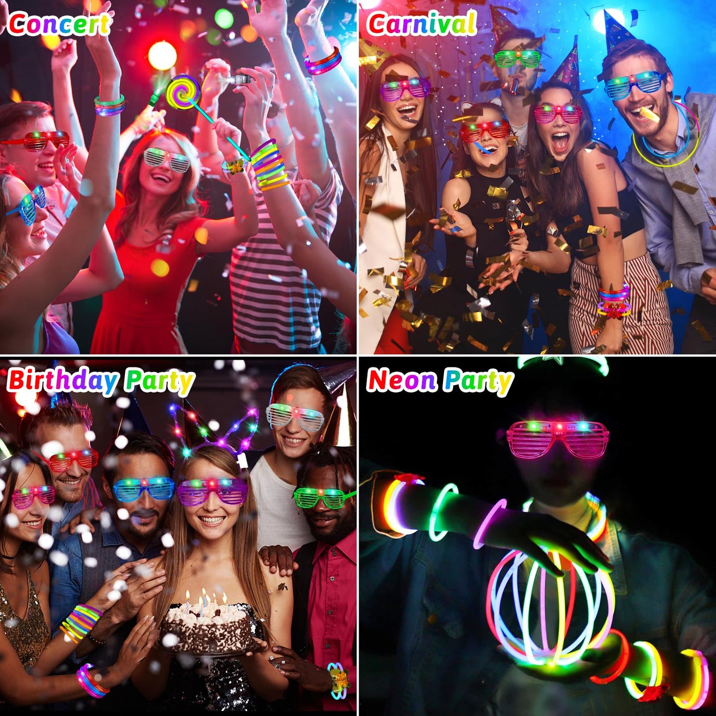 156PCS Glow in The Dark Party Supplies for Kids Adults,Light Up Halloween Party Favor for Kids 4-8 8-12,100 Glow Sticks DIY Glow Necklaces Rings, LED Glasses Bracelets Neon Party Supplies Class Prizes