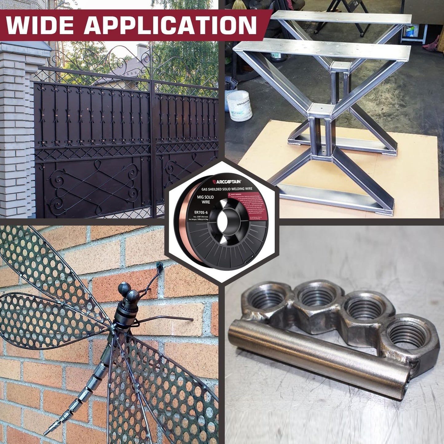 ARCCAPTAIN Mig Welding Wire, .030 Mig Wire ER70S-6 10Lbs Gas Solid Carbon Steel Low Splatter & High Levels of Deoxidizers Mig Welding Wire Compatible with Lincoln Miller Forney Harbor Welder