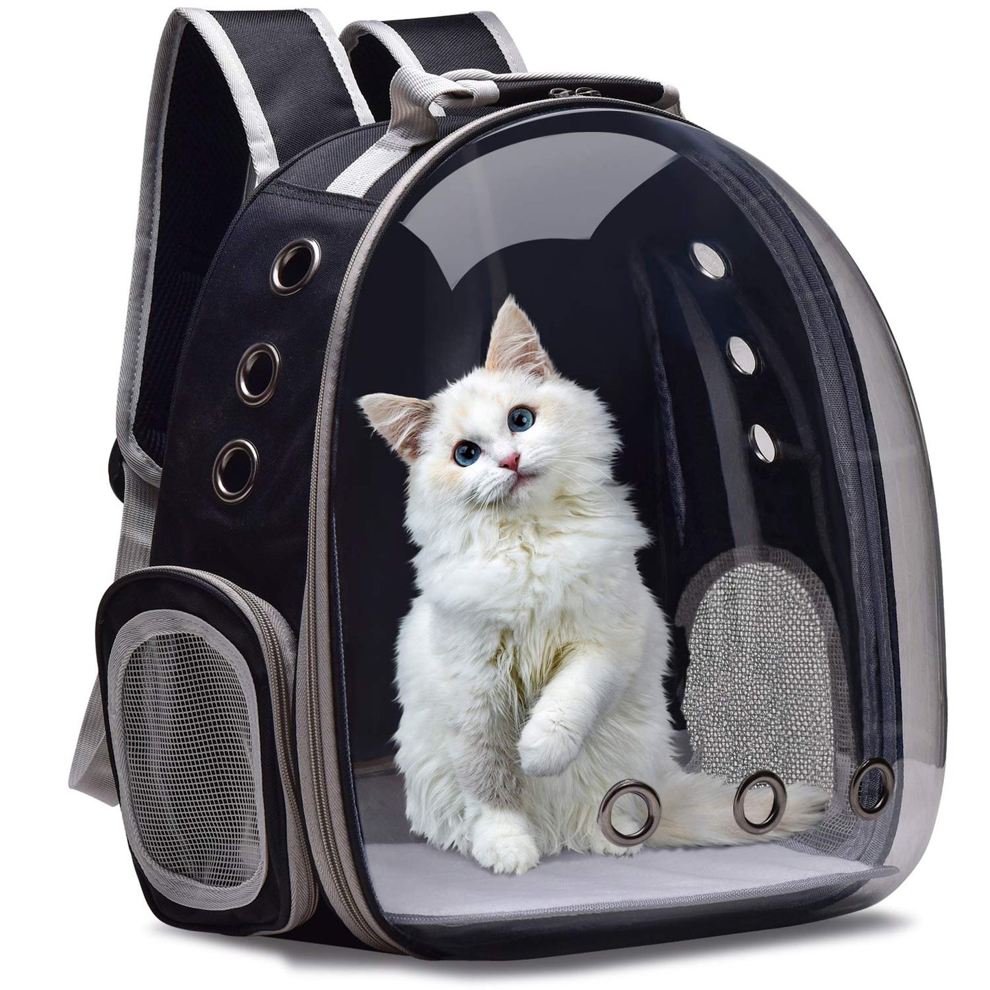 Henkelion Dog Carrier Backpack Front Pack, Pet Carrier Back Pack for Small Medium Cat Puppy Doggie, Dog Body Carrying Bag Travel Space Capsule Knapsack - Black