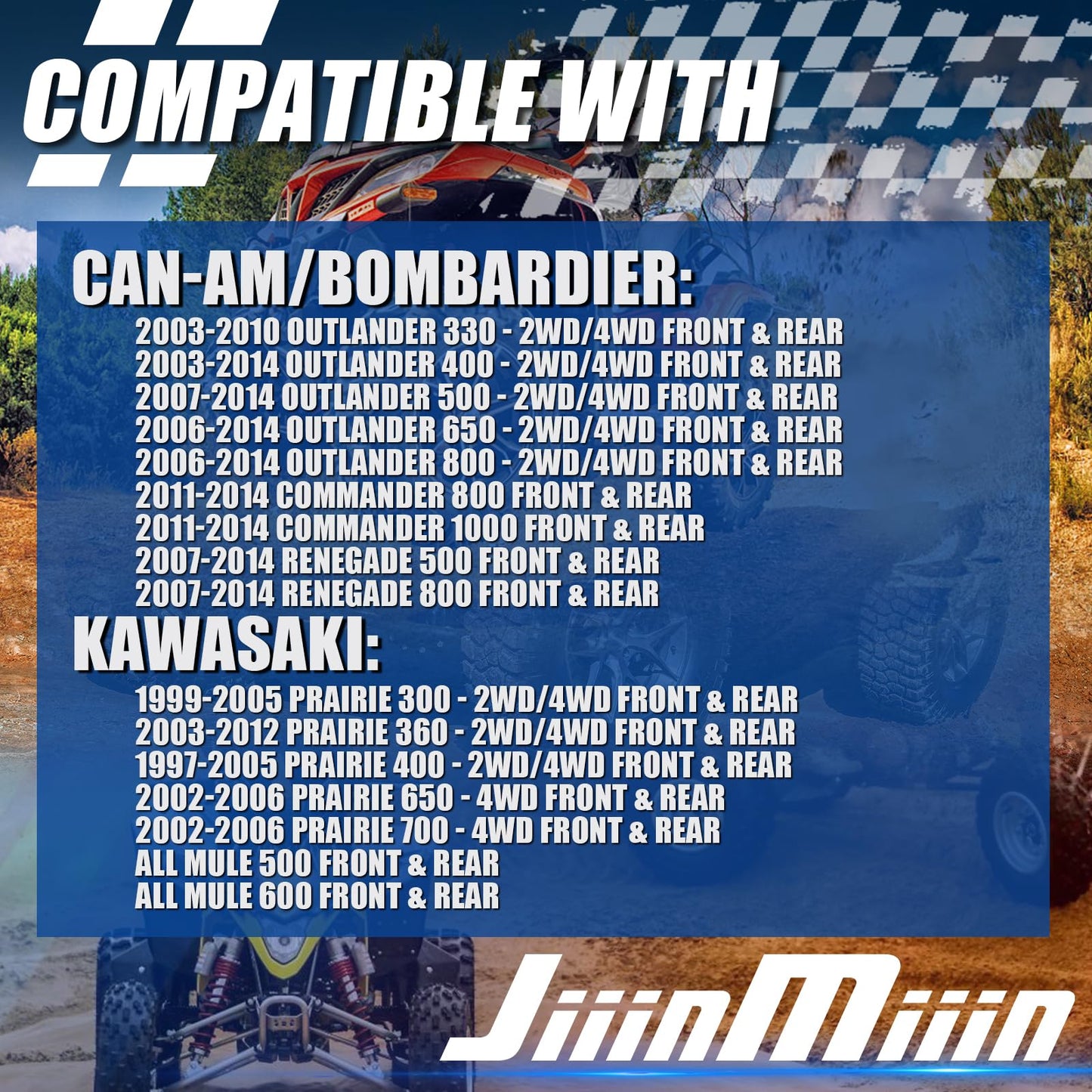 JiiinMiiin 1 inch 25mm 4x137 ATV Wheel Spacers with 110mm Hub Bore & 10x1.25 Studs, Compatible with Kawasaki Can-Am Bombardier UTV - Black 2 Pack