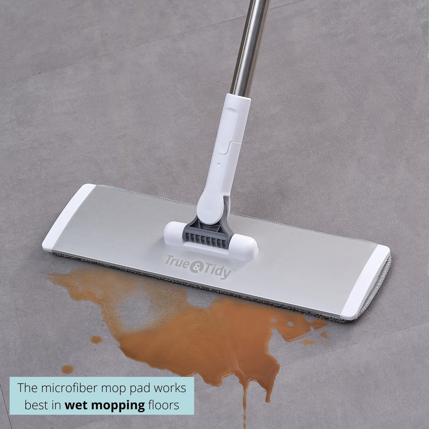 True & Tidy SWEEP-180A Heavy Duty Wet and Dry Sweeper Dust Mop, Includes 1 Microfiber and 1 Chenille Mop Pad, Aluminum Mop Head, for All Types of Floors