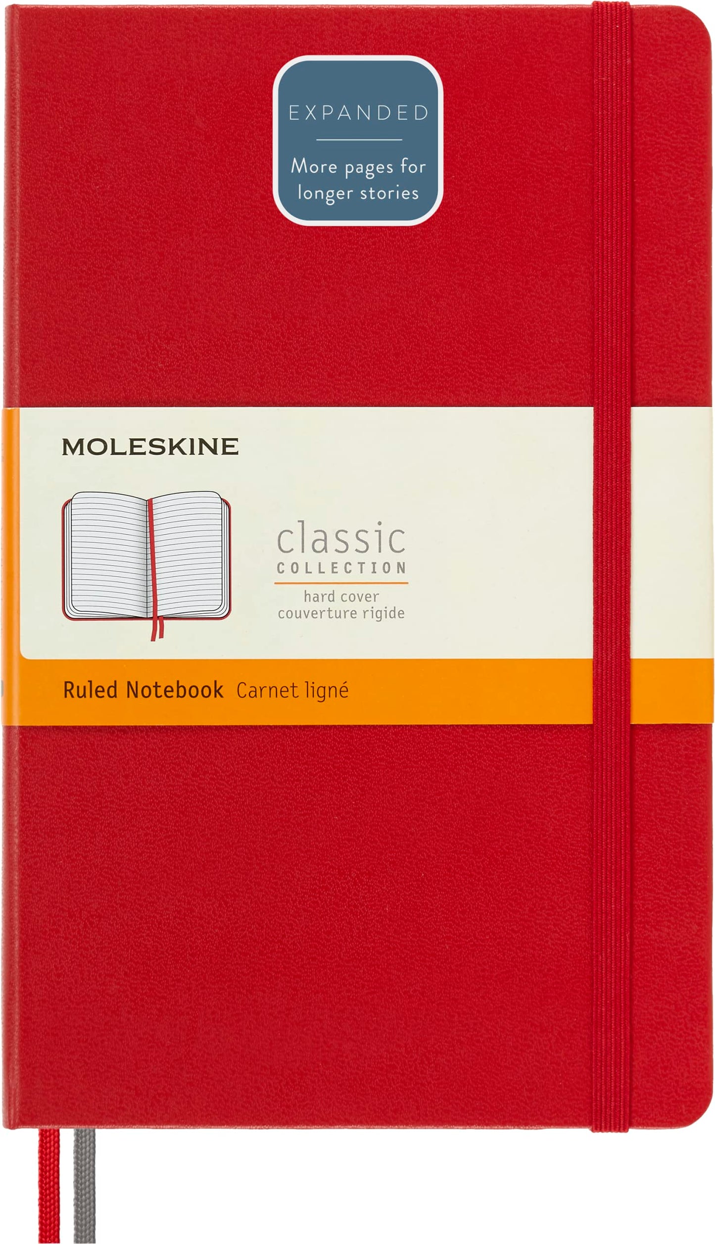 Moleskine Notebook, Expanded, Large, Ruled, Scarlet Red, Hard Cover (5 x 8.25)