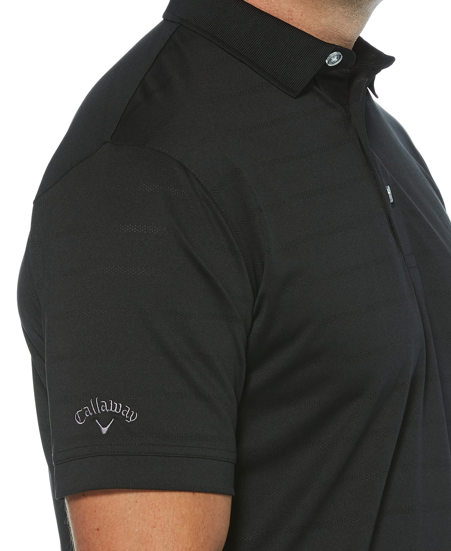 Callaway Men's Golf Short Sleeve Pique Open Mesh Polo Shirt, Black, 3X-Large