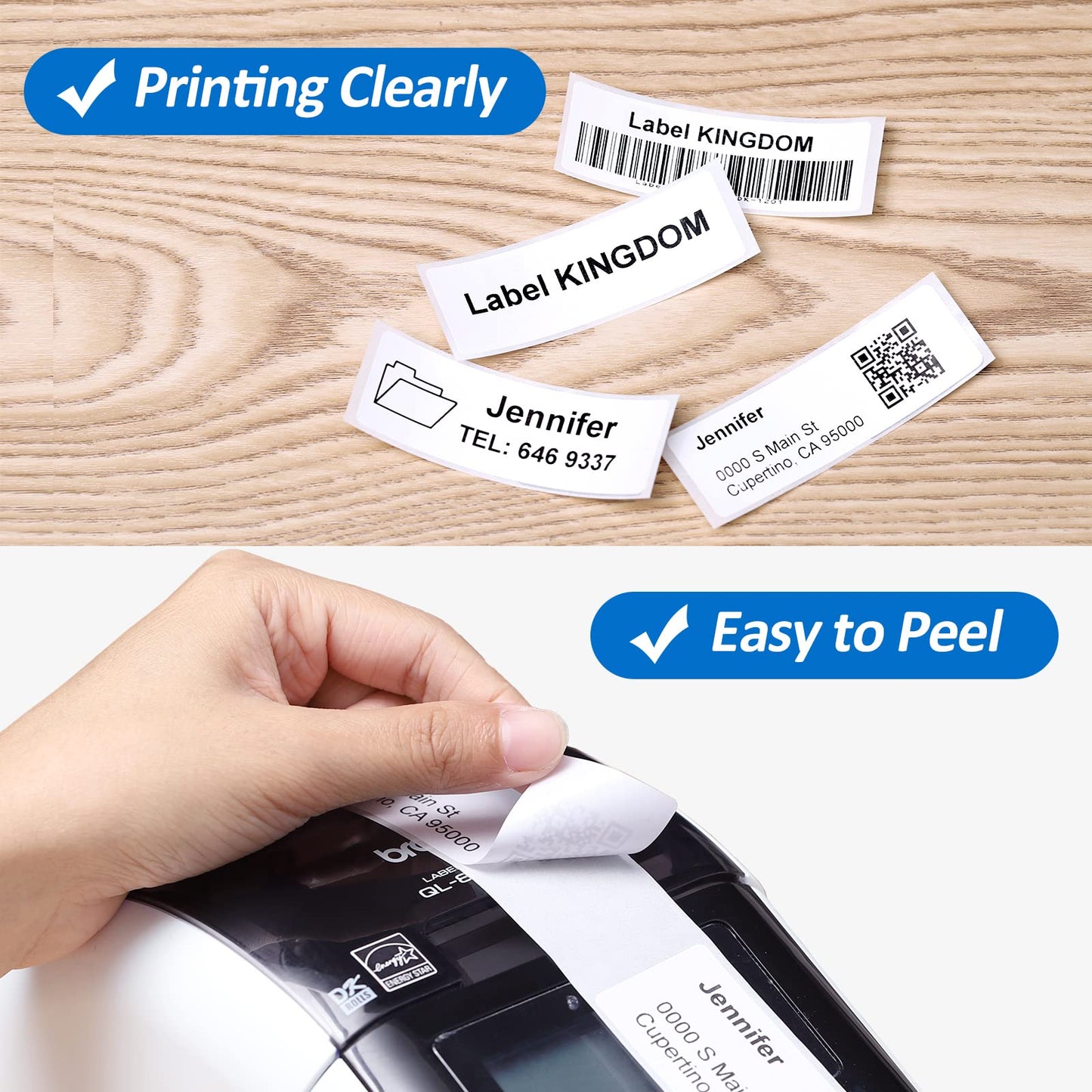 Label KINGDOM Replace for Brother DK-1201 (1.1" x 3.5") Standard Address Labels for QL 800 820NWB 700 Printers, Die-Cut 29mm x 90mm, 400 Labels/Roll, 1 Frame+12 Rolls