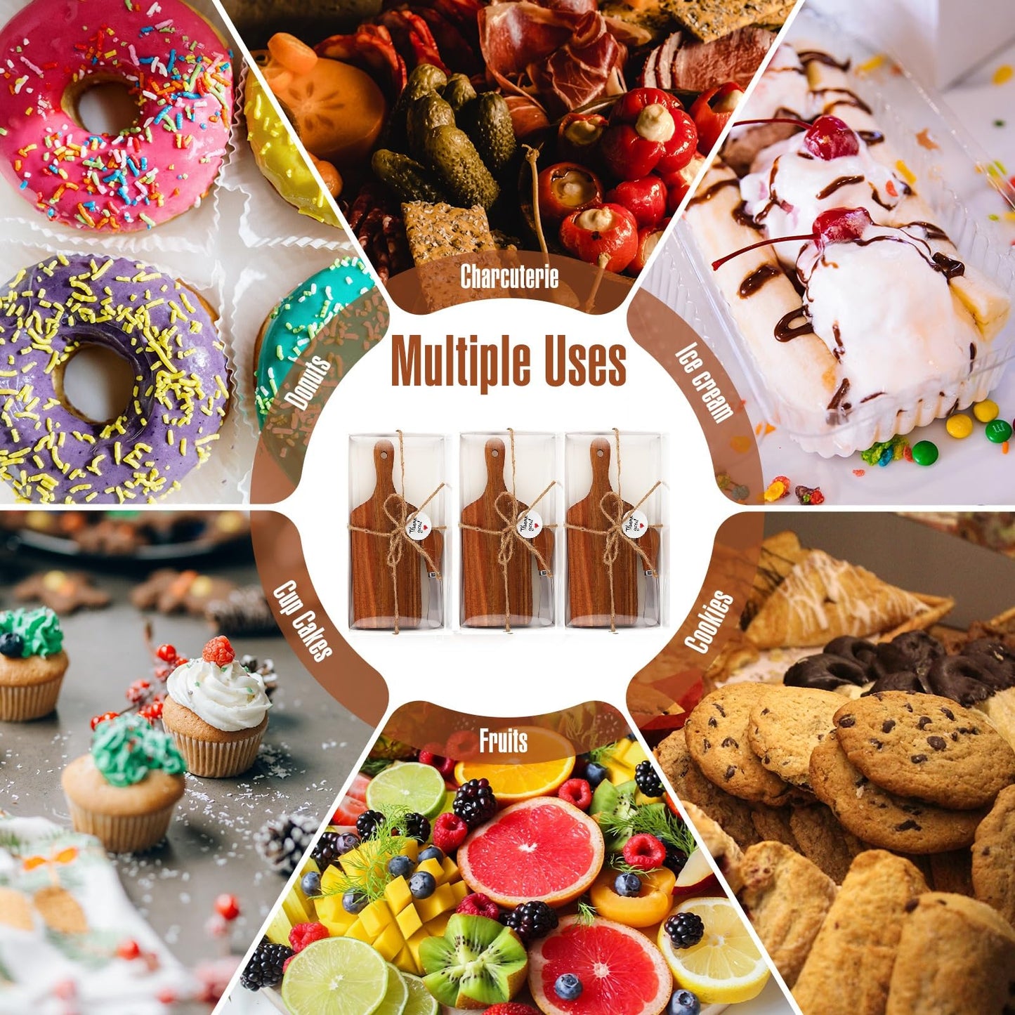 12 Sets Bridal Baby Shower Cheese Prizes Mini Charcuterie Board Set with Knives Wooden Board and Thank You Box Game Gifts for Wedding Party Guests Winners(Acacia Wood)