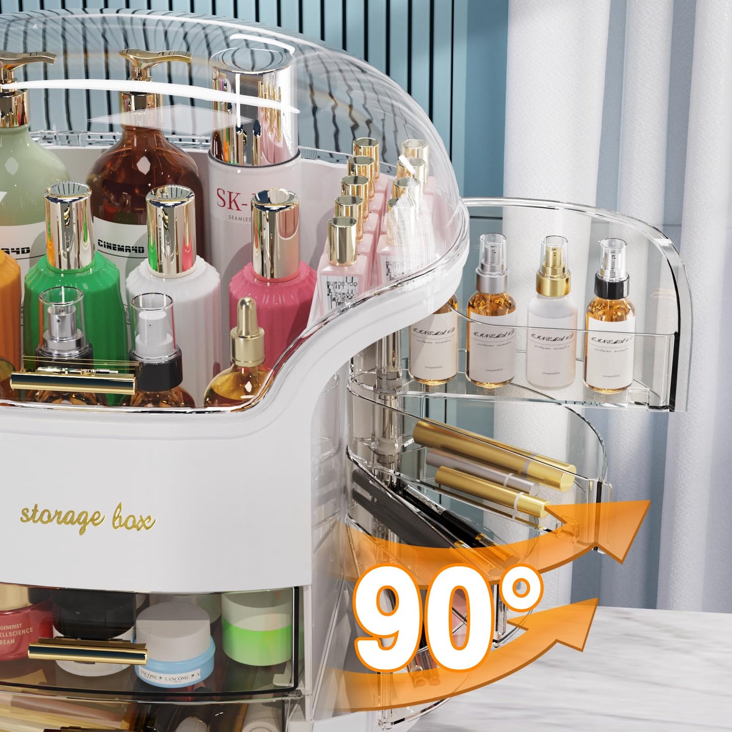 Large Capacity Makeup Organizer Countertop Vanity Organizer Waterproof & Dustproof Skincare Storage For Bedroom Bathroom Multi-style Clear Lady
