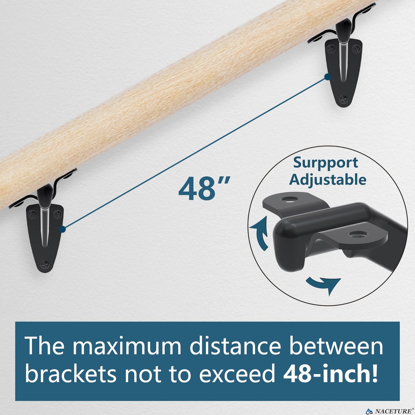 Hand Rail Brackets for Stairs- 6 Pcs Heavy Duty Black Handrail Brackets for Indoor Stairs or Outdoor Stairs Support, 3 Inch Hand Railing Brackets, Banister Brackets for Stairways Stair Railing Indoor