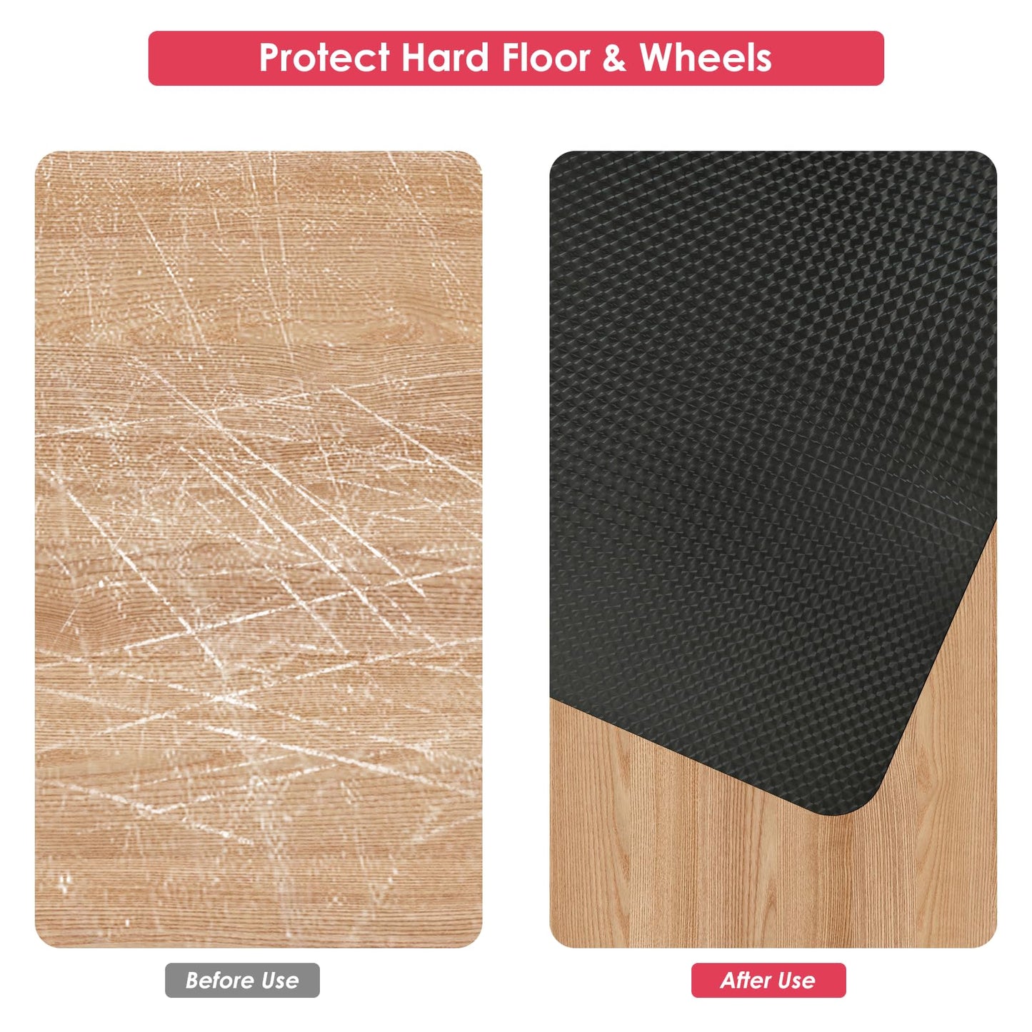 Vicwe Gaming Chair Mat for Hardwood Floor, 63"×51" Large Office Chair Mat, PVC Computer Chair Mat, Easy Glide, Floor Protector for Rolling Chair-Black