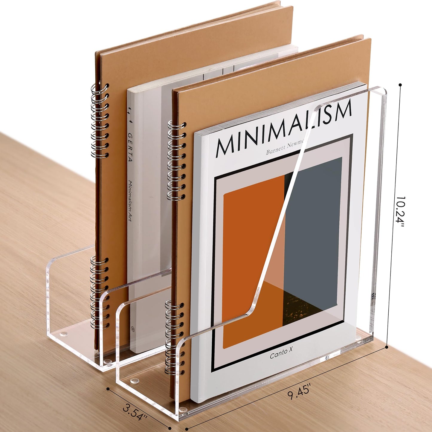 SANRUI 2-Pack Acrylic Magazine File Holder Desk Organizer Magazine Rack, Clear, Vertical File Sorter Holders, 9.45"D x 3.54"W x 10.24"H