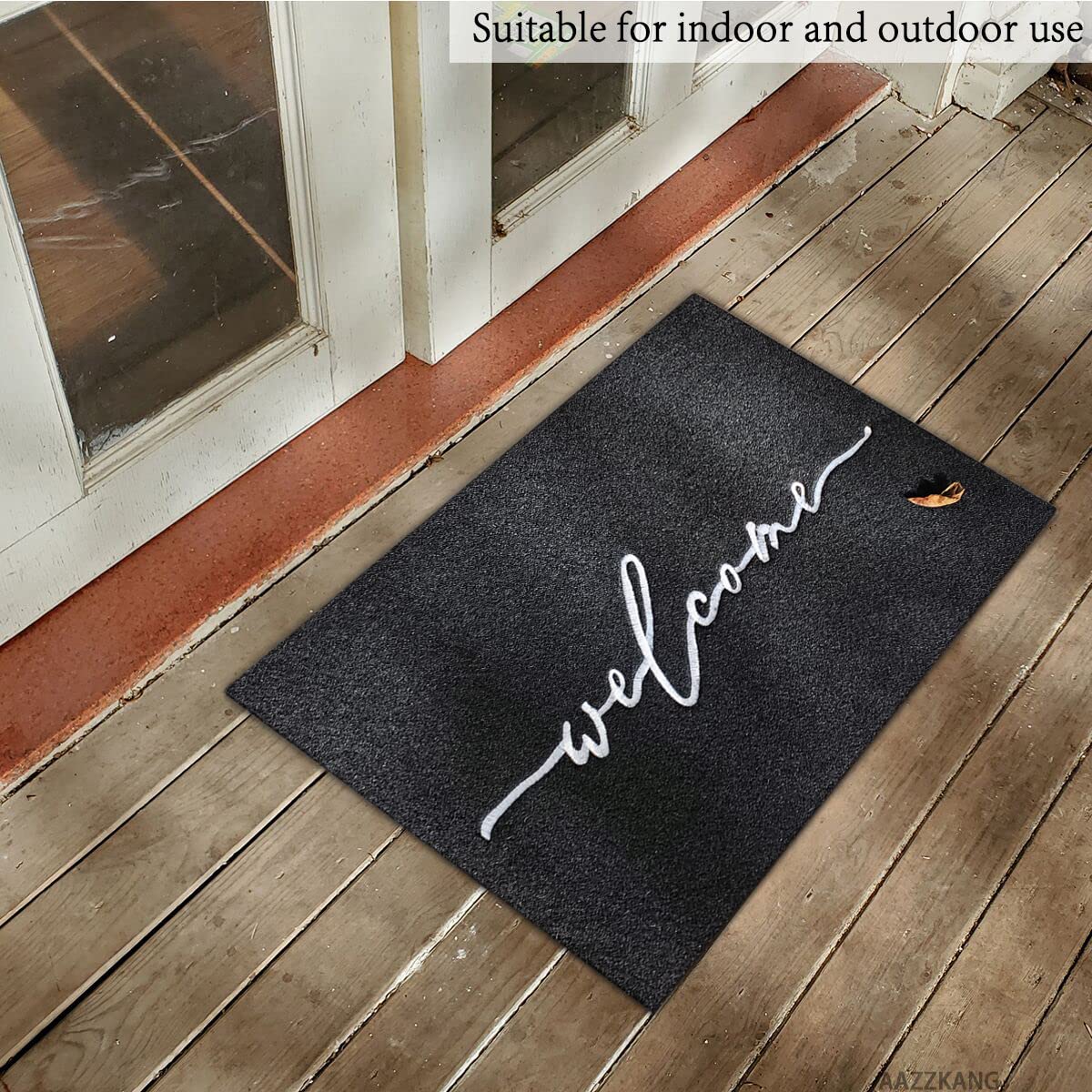 AAZZKANG Welcome Mats for Front Door Large 24"x36" with Durable Non Slip Rubber Backing Ultra Absorb Mud Easy to Clean Entry Door Mat for Indoor High Traffic Areas Outdoor Doormat Black