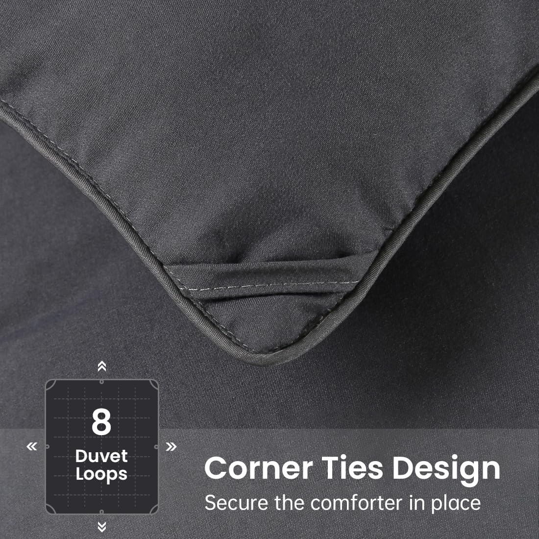 EASELAND Comforter Queen Size - All Season Down Alternative Duvet Insert, Ultra Soft Quilted Comforter with Corner Tabs, Hotel Collection Winter Warm Fluffy Bedding, Dark Grey 88x88 Inches