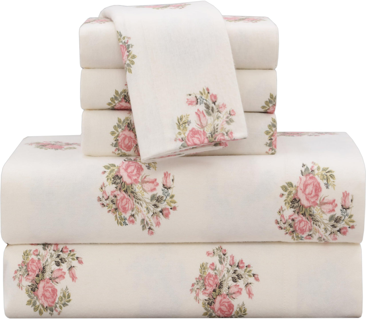 RUVANTI Flannel Sheets Queen Size 6 Pcs - 100% Cotton Double Brushed Bed Sheets, Deep Pockets 16 Inches Queen Sheet Set, All Seasons Breathable, Extra Soft & Comfy, Sowear