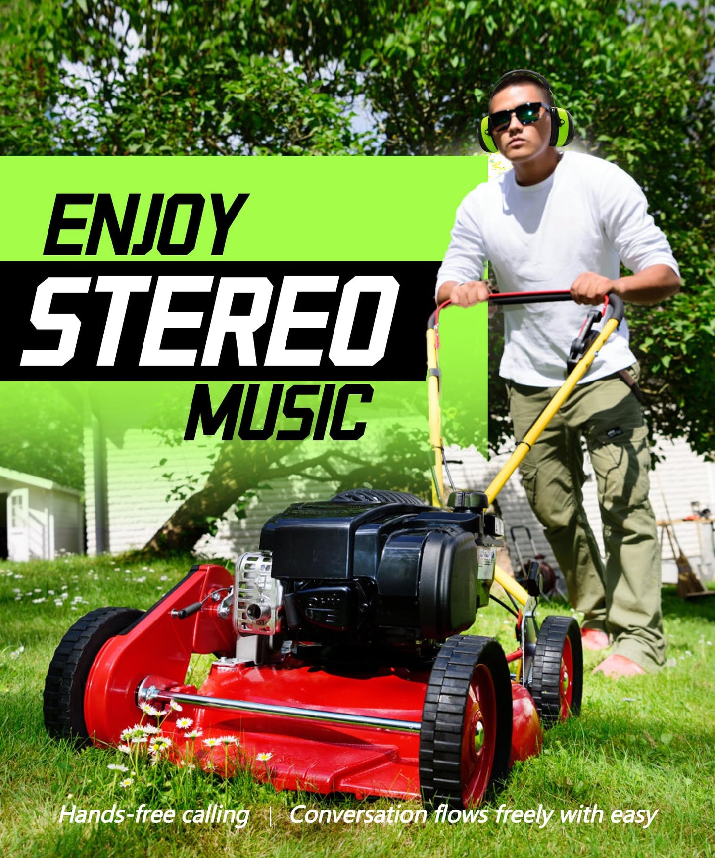 ZOHAN EM037 Bluetooth Hearing Protection,30dB SNR Noise Reduction Ear Protection with 1500mAh Rechargeable Battery,Headphones with 40H playtime for Mowing, Snowblowing, Construction,Workshops