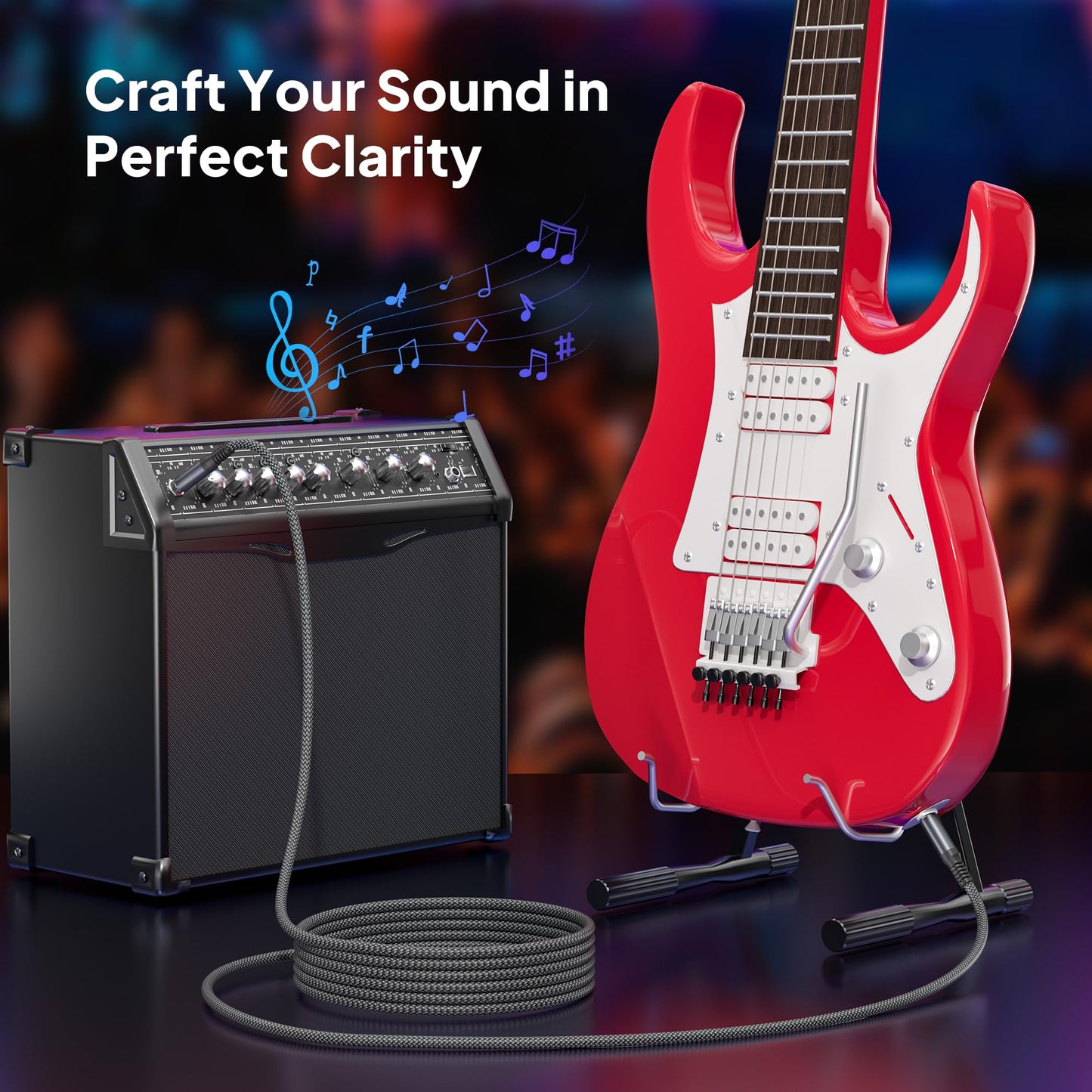 Elebase 1/4" Guitar Cables 20FT 2 Packs,Quarter inch 6.35mm Guitar Jack Amp Cord,1/4 Straight 6.3mm Male Instrument Cable,TS Mono Audio Jack Plug Wire for Electric Bass,Amplifiers,Amp,Pedals,Beginner