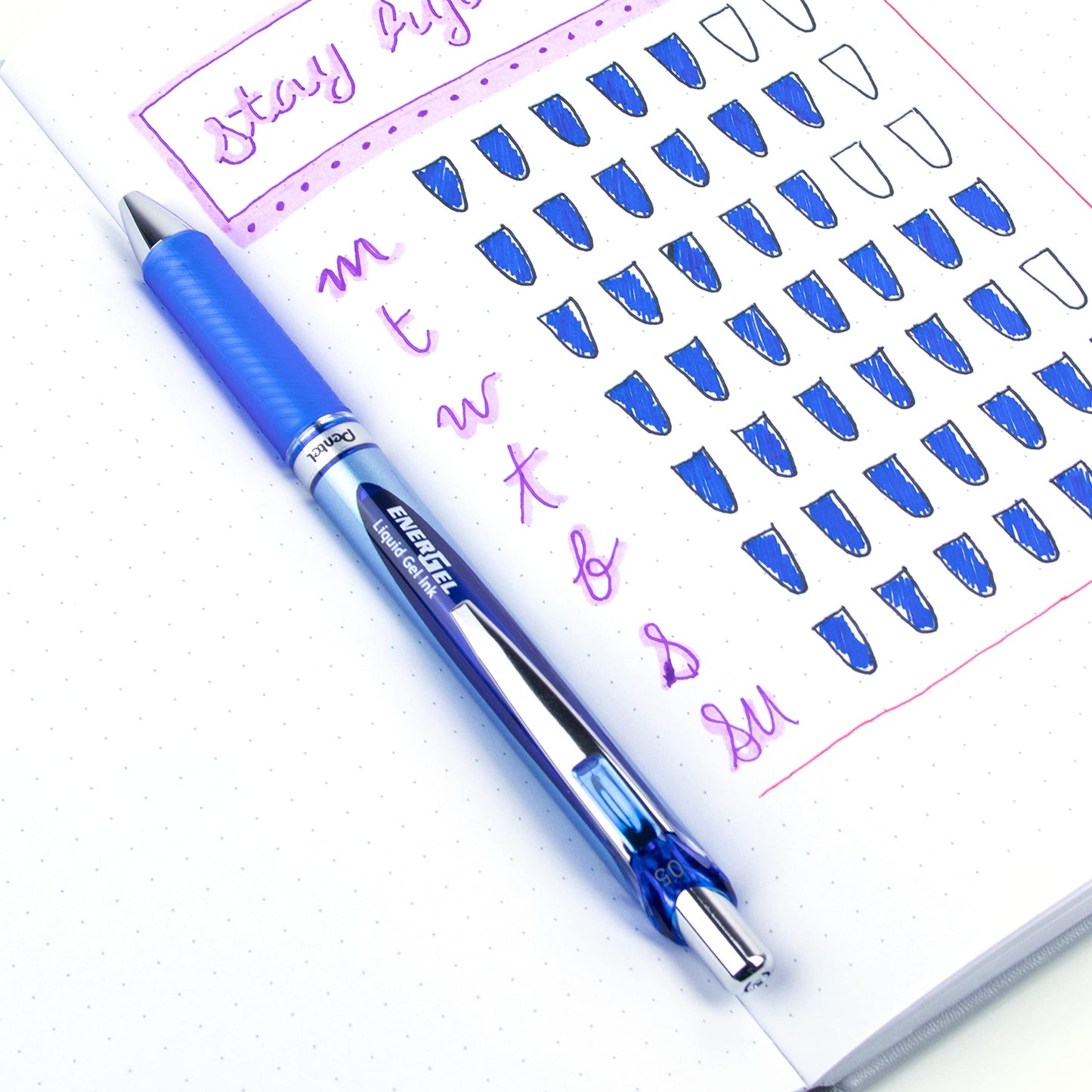 Pentel EnerGel Retractable Liquid Gel Rollerball Pen, Everyday Use, Office Supplies, School Supplies, 0.5mm Fine Needle Point, Blue Ink, BLN75-C, Box of 12