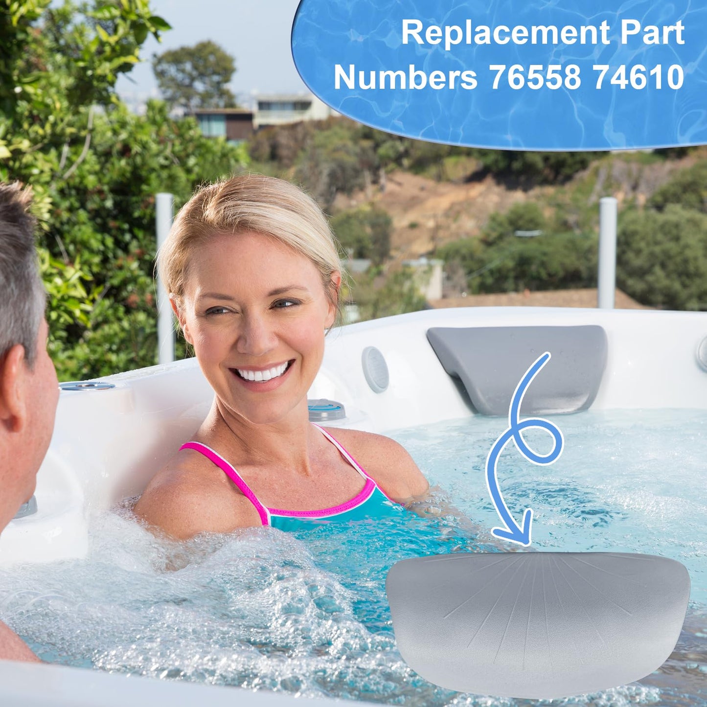 Earthtec 76558 74610 Replacement for Hot Spring Spa Pillow Hot Tub Headrests Fit for Limelight Spas, Pulse/Pulse DL/Bolt (2012-2017), Glow/Flair (2008-2017), Gleam (2013-2017) (1 Pcs)