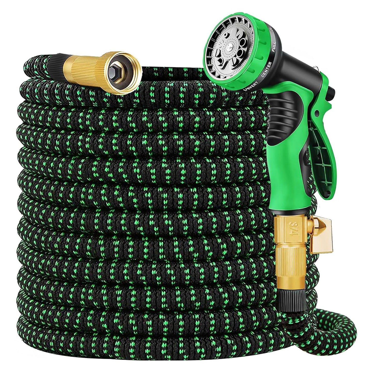 Expandable Garden Hose 50FT, 10-Function Spray Nozzle, Upgraded Latex Core Inner Pipe Retractable Water Hose with Sturdy 3/4'' Fittings Flexible Lightweight Water Hose with Hook and Storage Bag