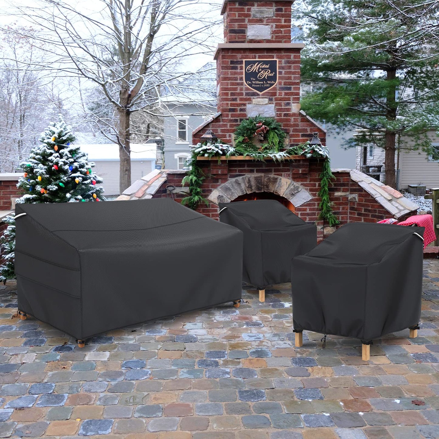 Gasadar Patio Sofa Cover Waterproof for 2-Seater Outdoor Sofa Loveseat and Furnitures,Heavy Duty Outdoor Couch Covers, Anti UV and Dustproof, 60" L×34" D×31" H, Black