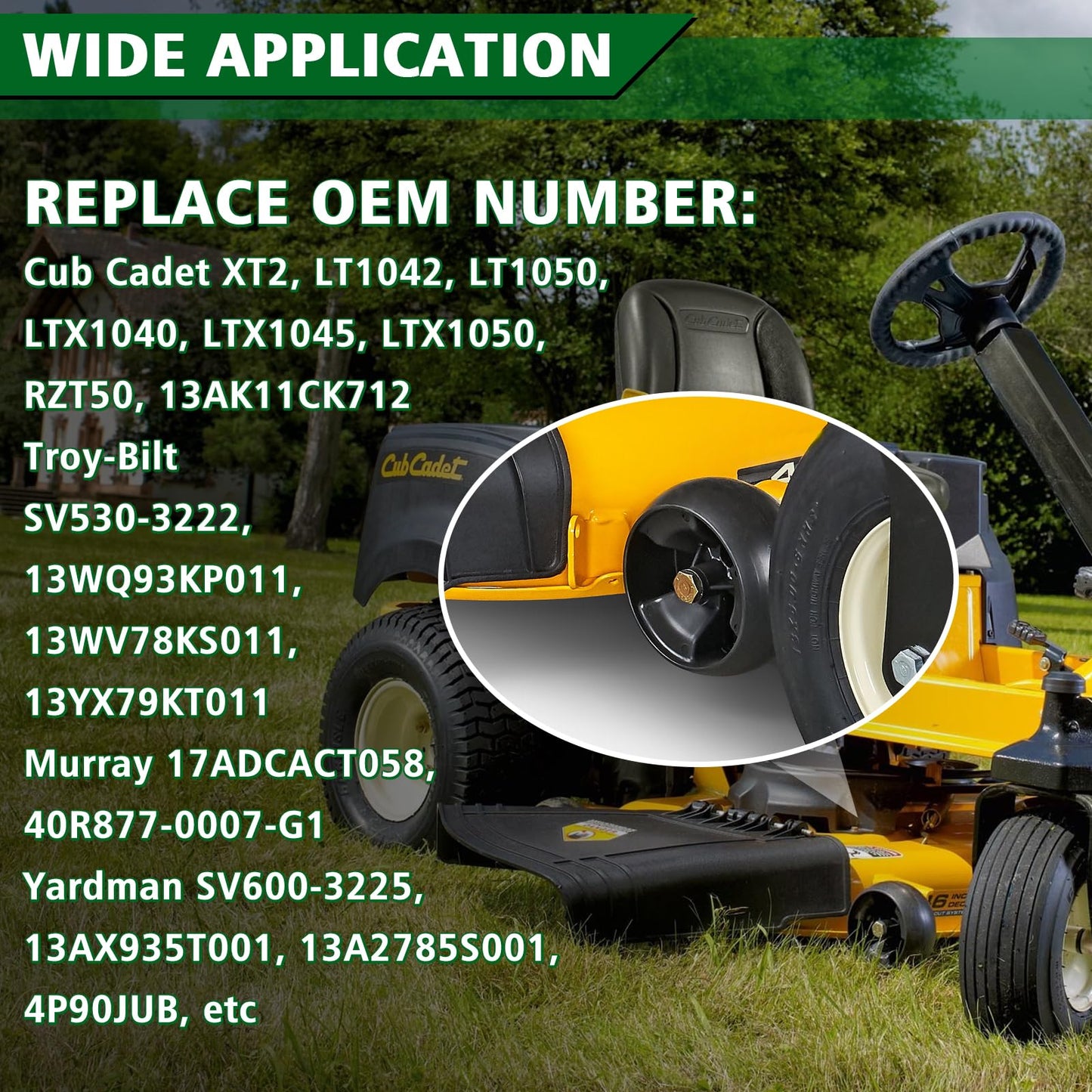 CheeMuii 8 Pack Mower Deck Wheels Kit 5 Inch Deck Gauge Wheel Replace for MTD Cub Cadet 734-04155 Deck Wheels with Shoulder Bolts and Lock Nuts