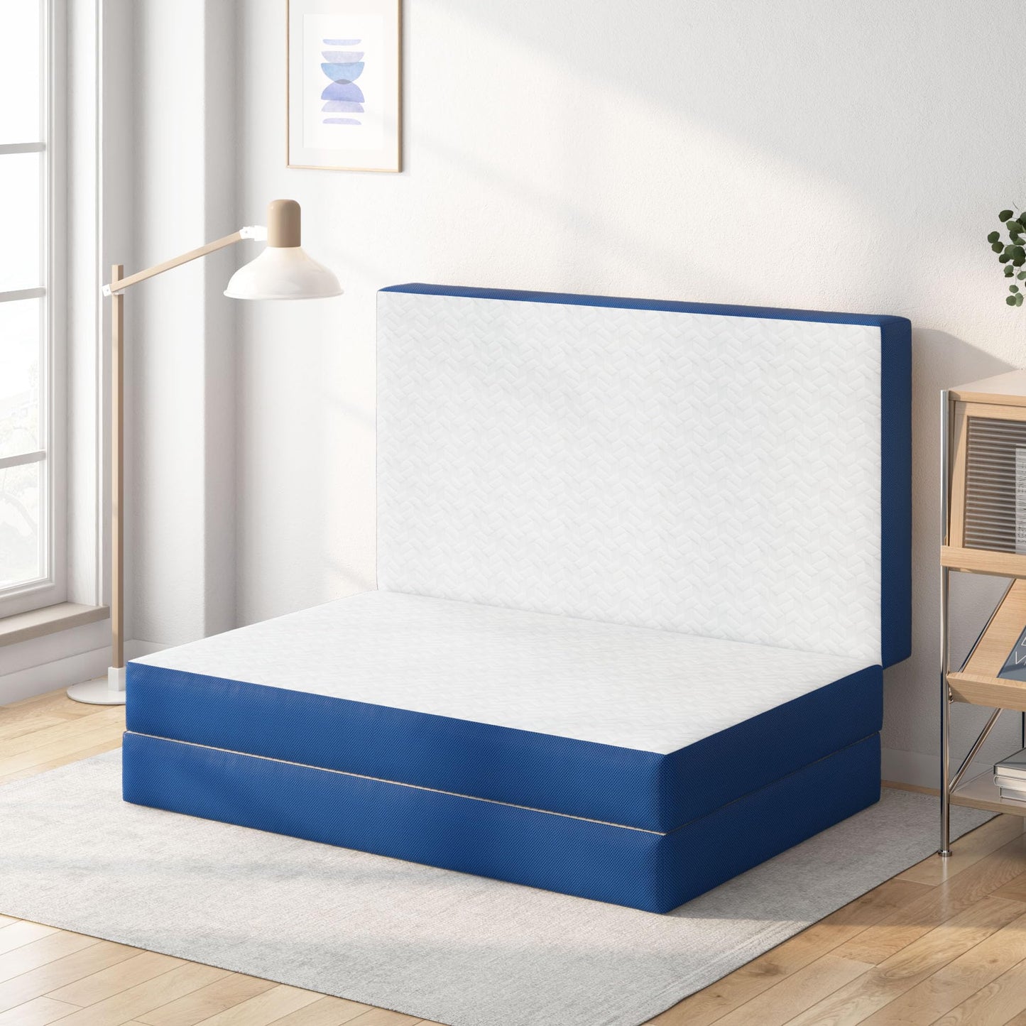 DlandHome Portable Tri-Fold Memory Foam Mattress,Floor Mattress,Foldable Mat,Folding Mat for Travel & Camping & Yoga,Cover Washable (Twin, 3 Inch)