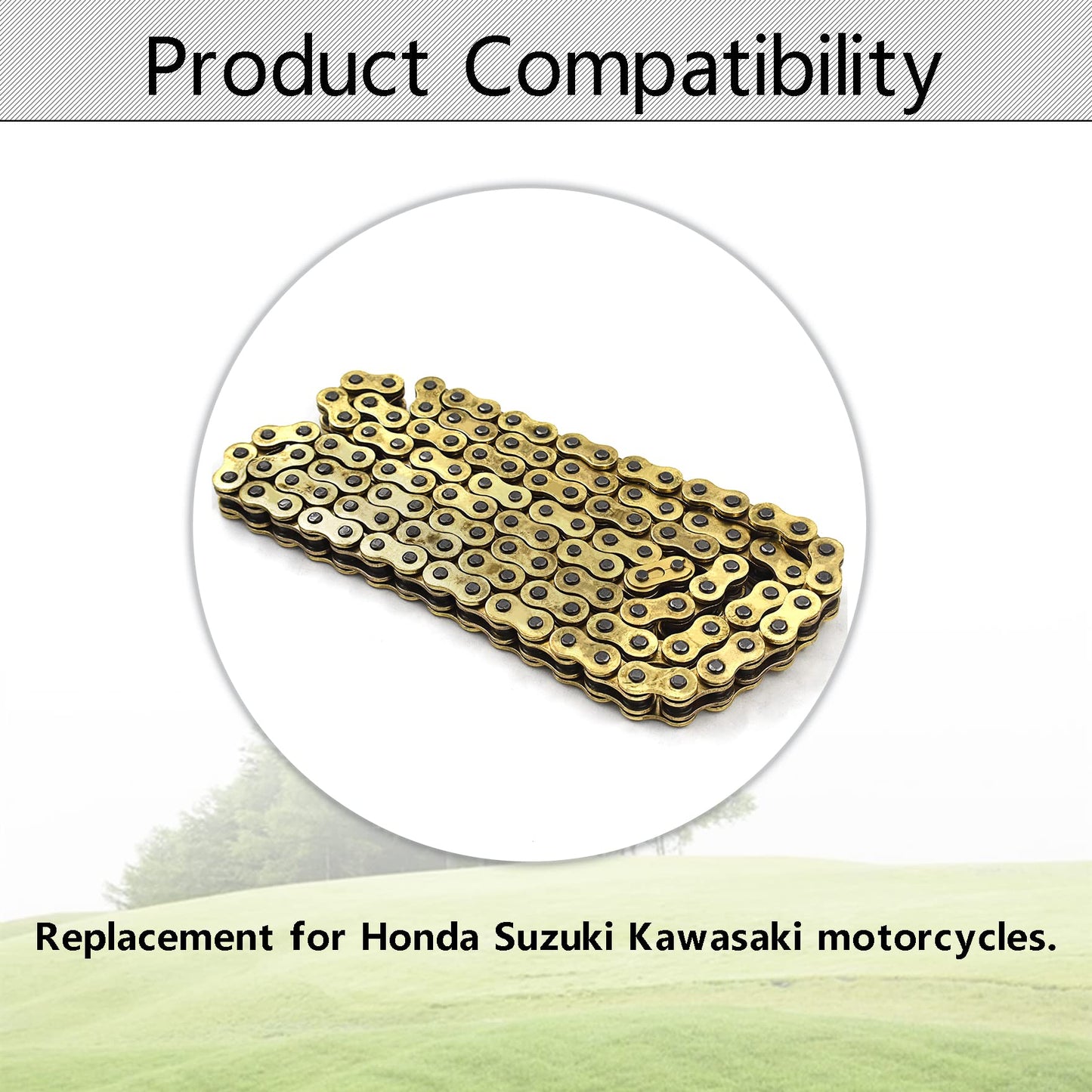 Gold 520 O-Ring Drive Chain 120 Links Replacement for Honda Suzuki 520 X 120 with Masterlink