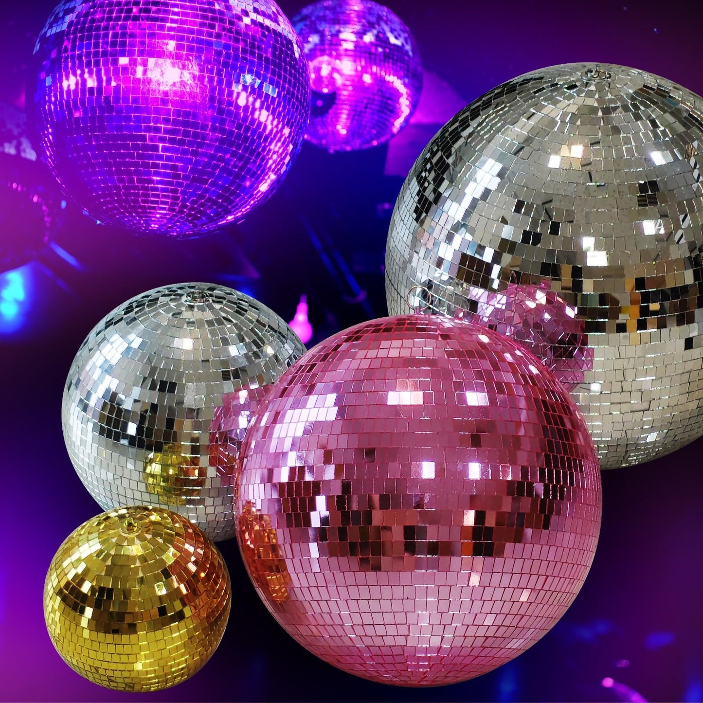 12 Inch Mirror Disco Ball lamp, Silver 12" Disco Ball Decor Hanging Disco Ball for Party Wedding Holiday Home Decoration, Disco Ball x 1pc, Replacement Mirror x 20pcs, Big Disco Ball (Silver, 12inch)