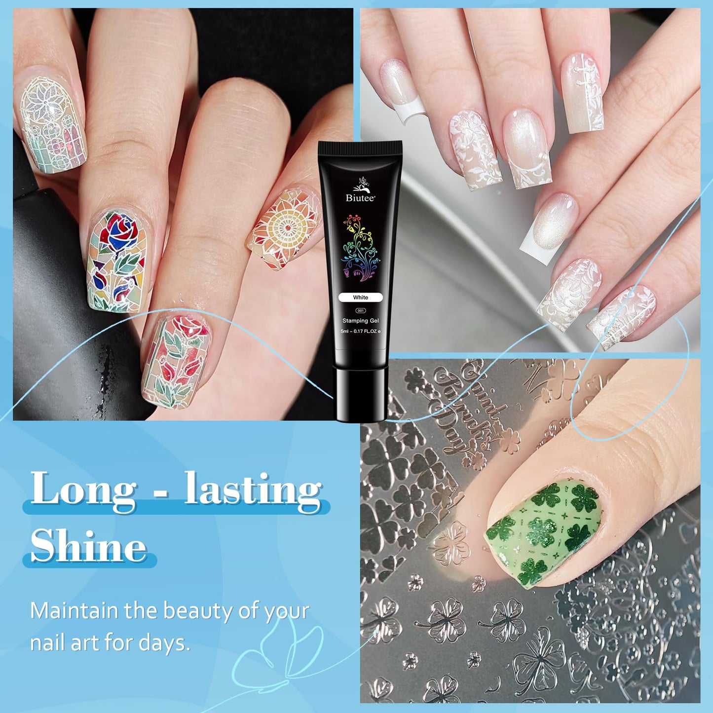 Biutee Nail Stamping Polish Gel Pack of 24 Colors 5ML UV LED Special Polish Gel Printed Nail Polish Gel Polish for nail stamping plate