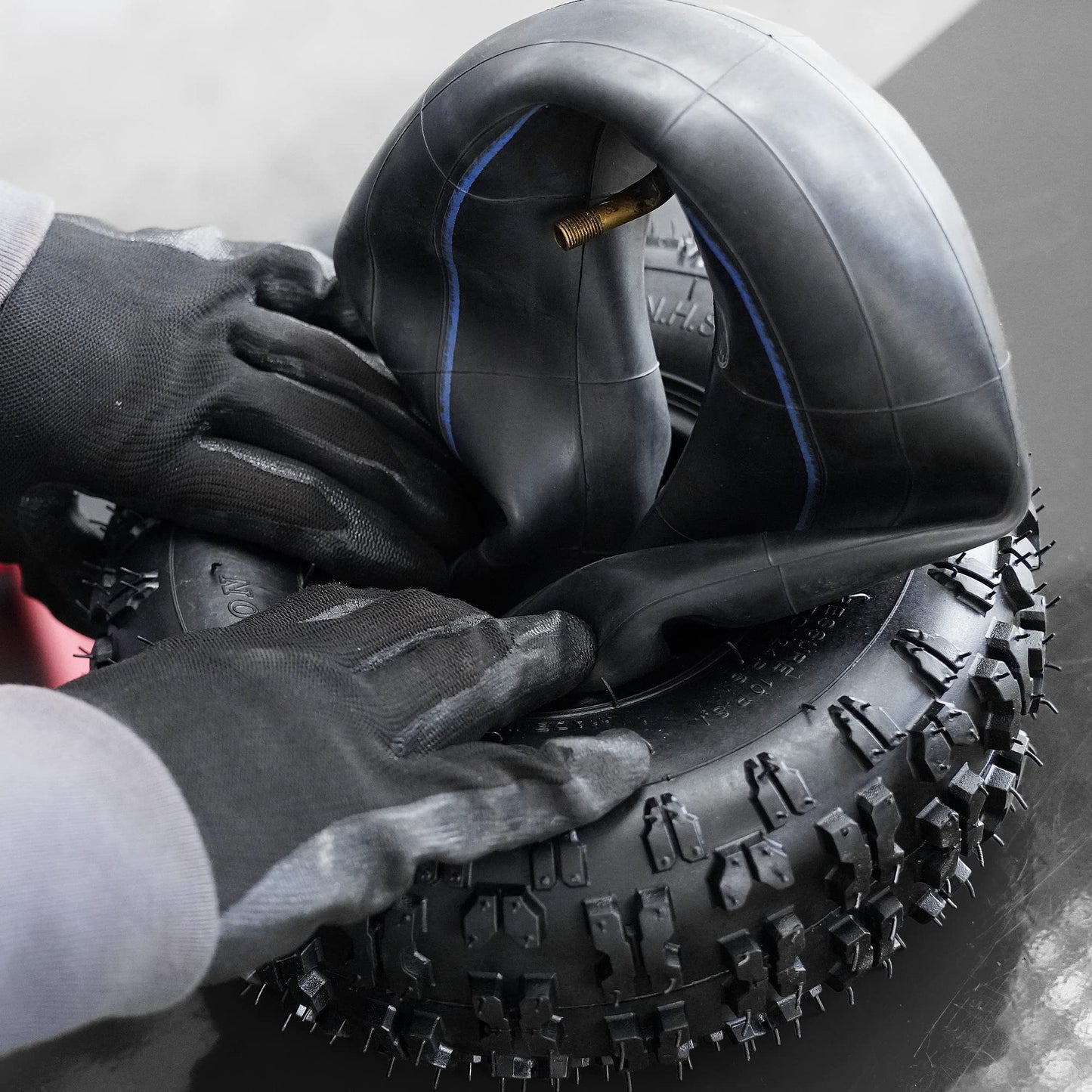 (2-Pack) 4.10-4 410-4 Tire & Inner Tube Replacement for Wheelbarrow, Snow Blower, Go Cart, Hand Truck, Garden Rototiller, ATV, Lawn Mower, Dollies Generator, TR87 Angled Valve Stem